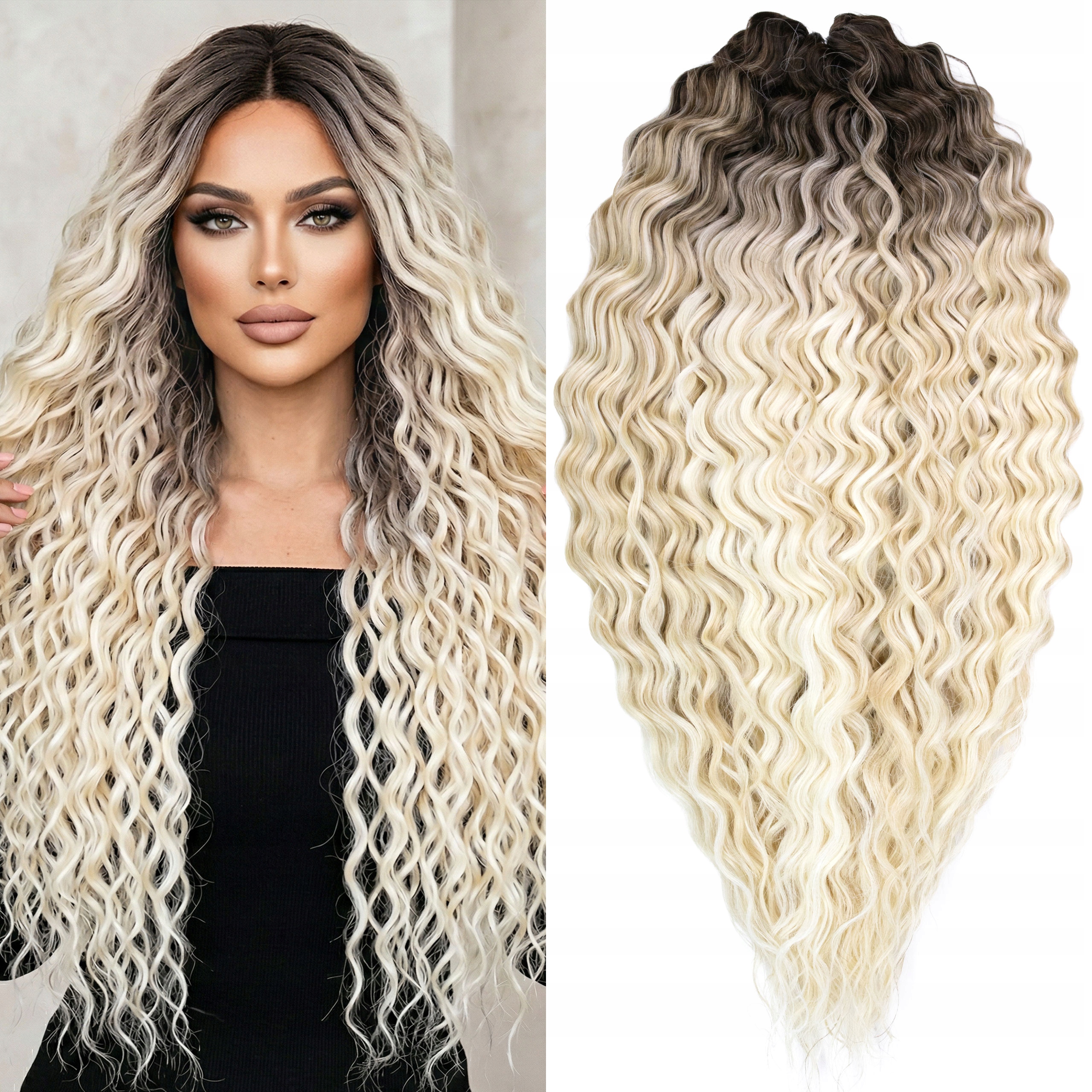 Syntetické vlasy Afroloki Ariel Premium 300 g blond balayage tmavý odrost