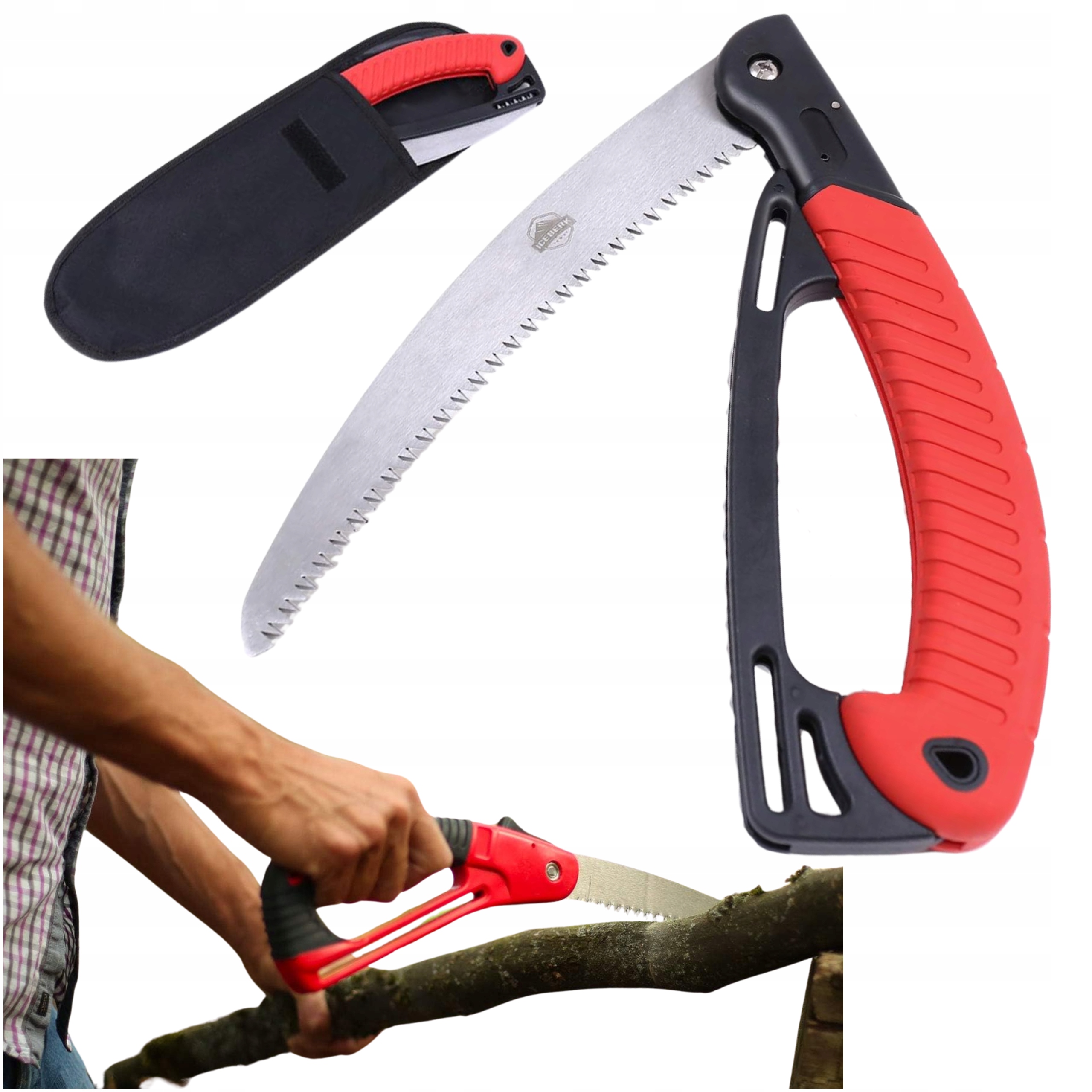 PIŁA RĘCZNA SKŁADANA PIŁKA DO PRZYCINANIA OGRODOWA DREWNA OGRODU + ETUI