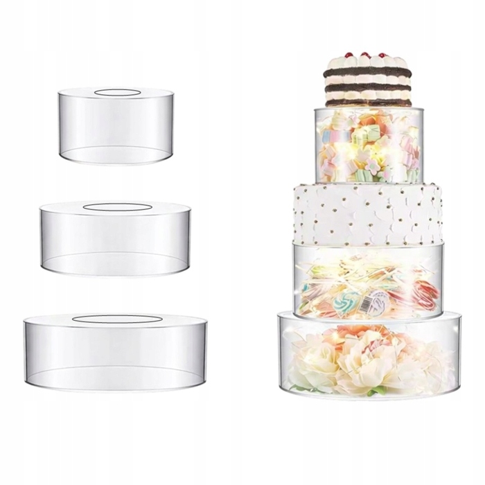 Levně 3ks Separátor na dort 15/20/30xh10 cm Prázdné patro Akrylový stojan Expozice