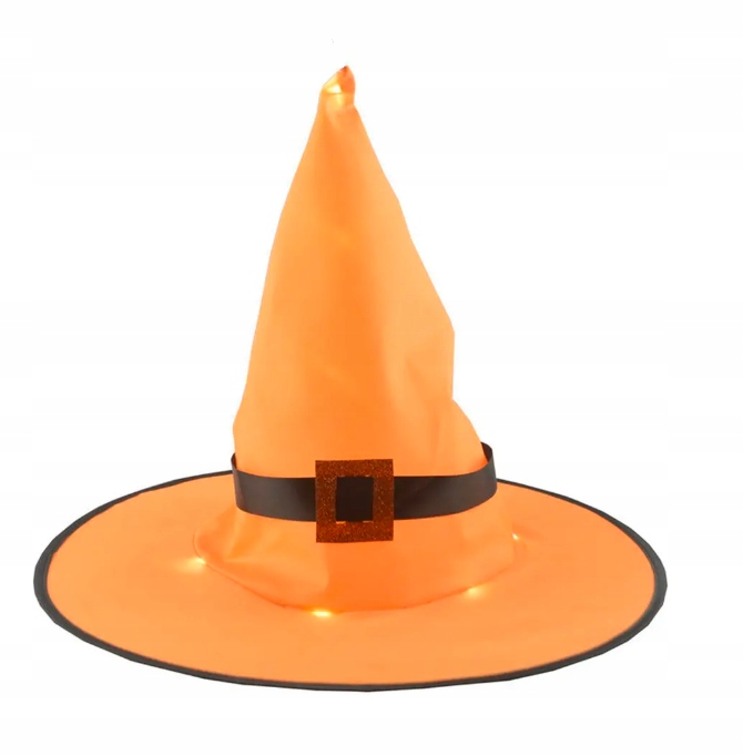 Czapka wiedźmy Kapelusz świecący LED Halloween Dekoracja Różne Kolory Marka bez marki