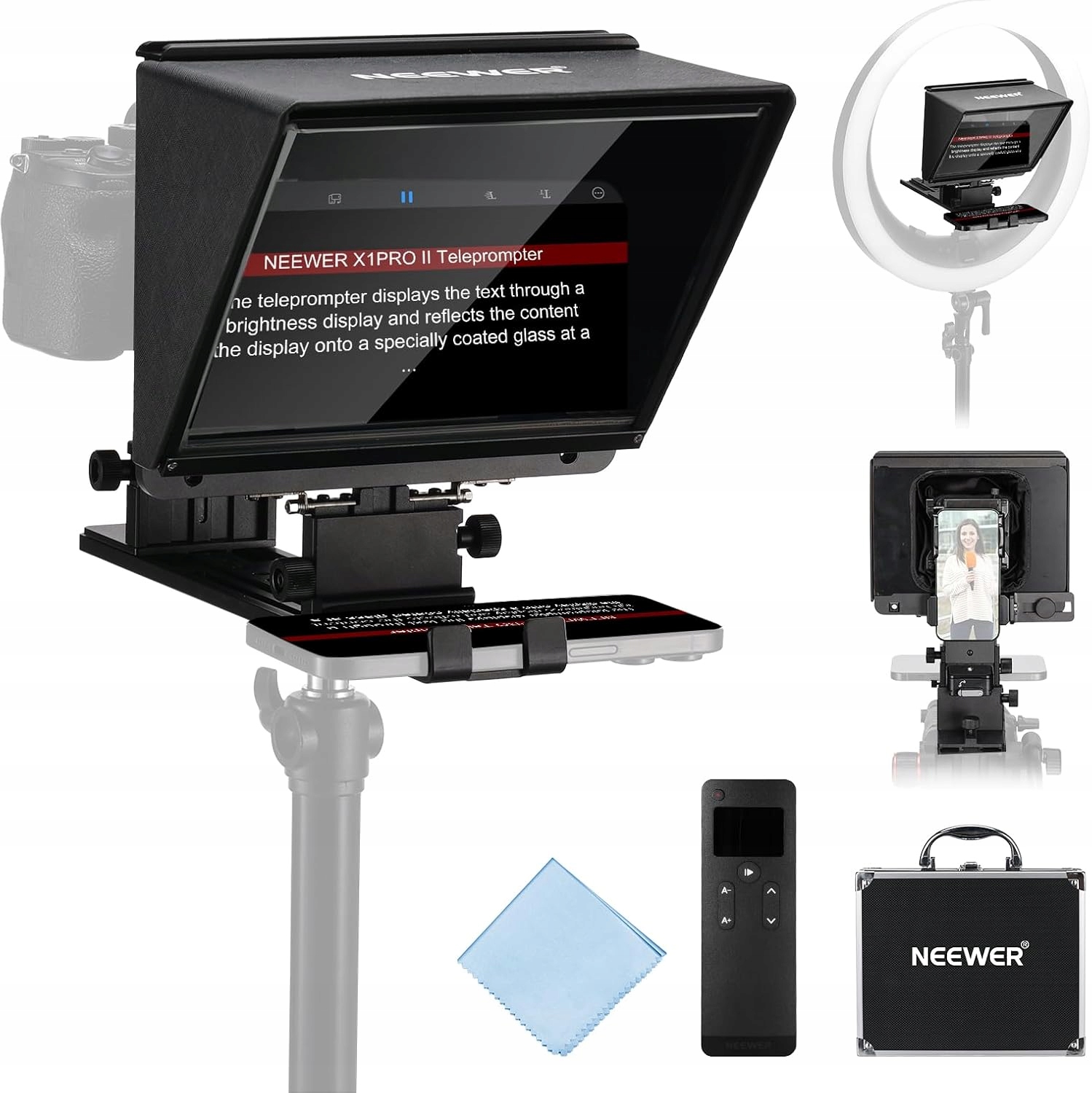 Teleprompter Video Neewer X1 Pro II Profesionální Foto S Dálkovým Ovládáním Kufr