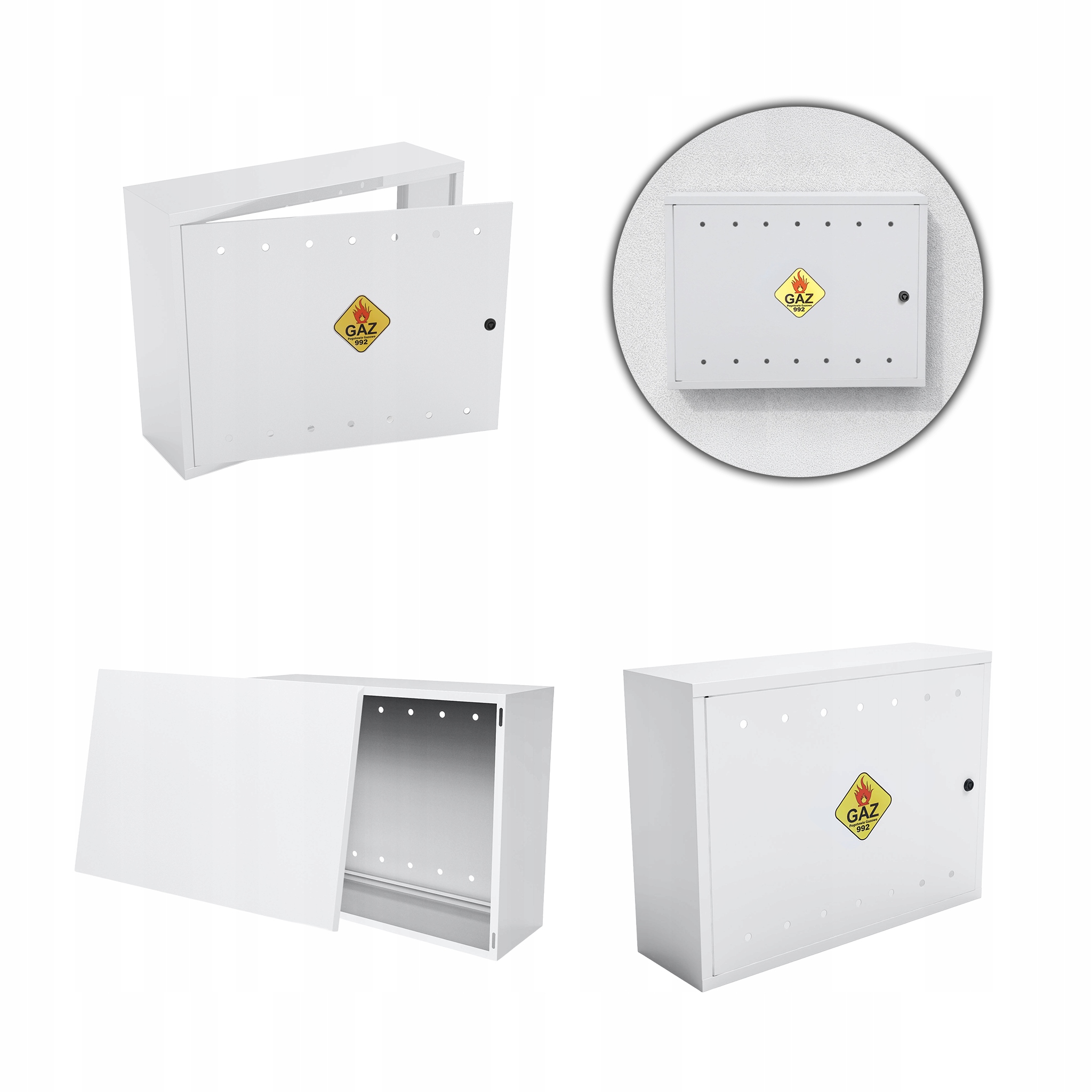 Plynová Skříňka 80x60x25 Bílá Skříňka Se Zády Pro Plynový Ventil Ocelová