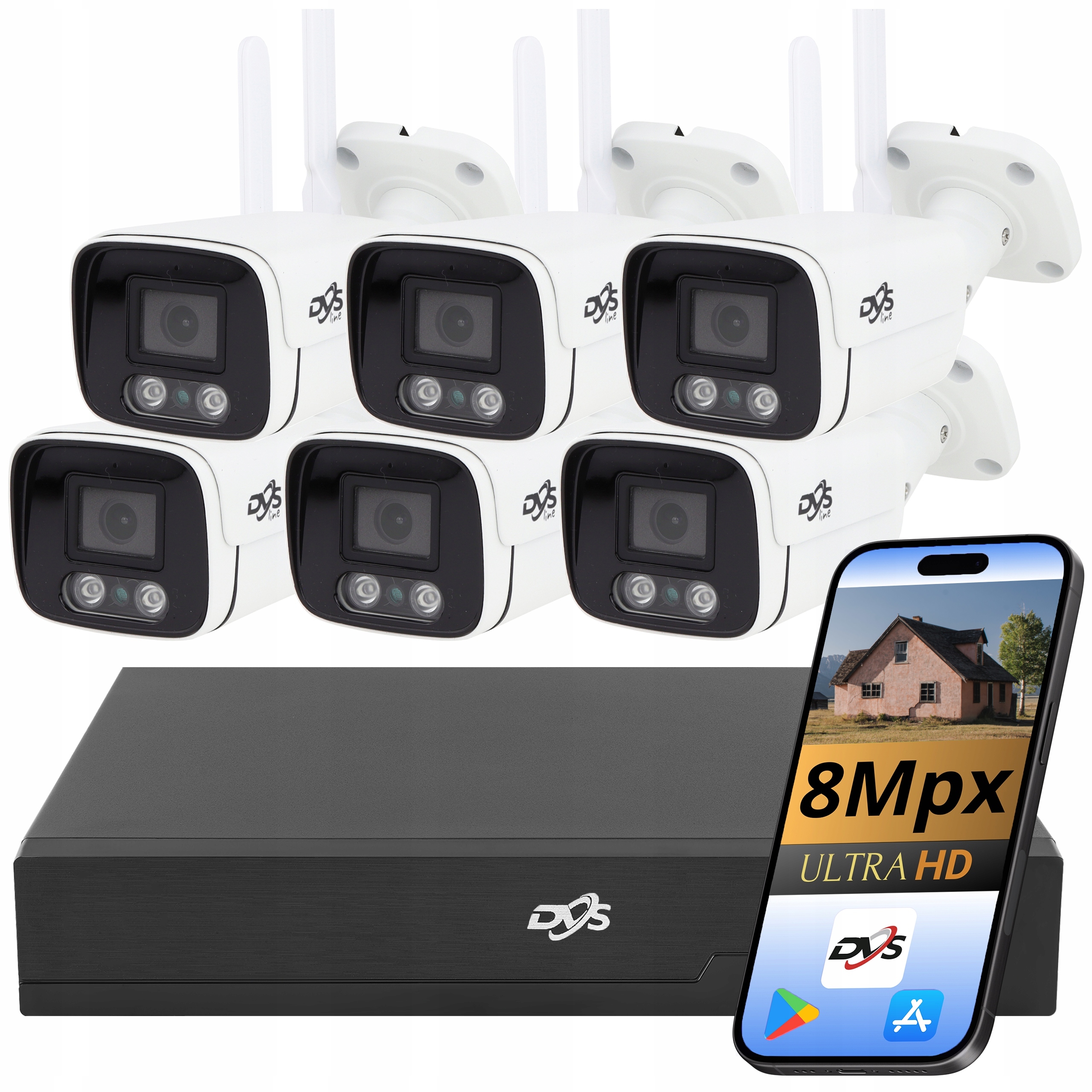 Vonkajšia Súprava Na Monitorovanie Domu 6x Bezdrôtová WiFi Kamera 8Mp Ultrahd