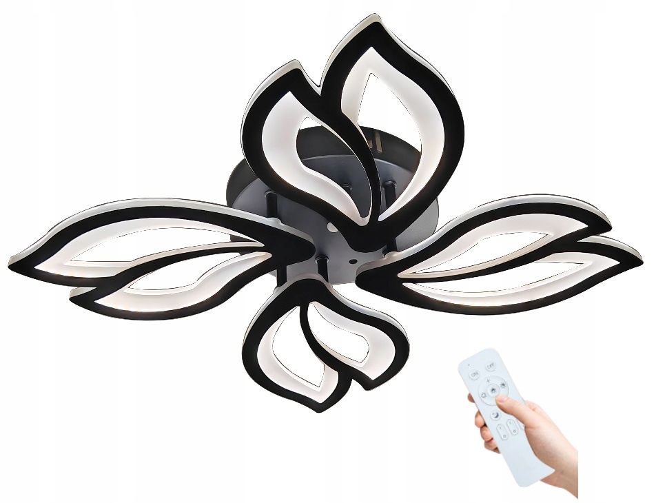 СВЕТОДИОДНЫЙ ПОТОЛОЧНЫЙ ПЛАФОН ЛЮСТРА 50 ВТ ПУЛЬТ ДИСТАНЦИОННОГО УПРАВЛЕНИЯ ЦВЕТОК 4 БАЛЛА ЧЕРНЫЙ