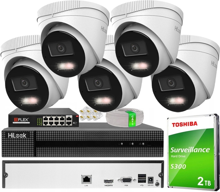 Sada Pro Monitorování 5 Kamer 4MPX Ip Poe Venkovní Hikvision 2TB