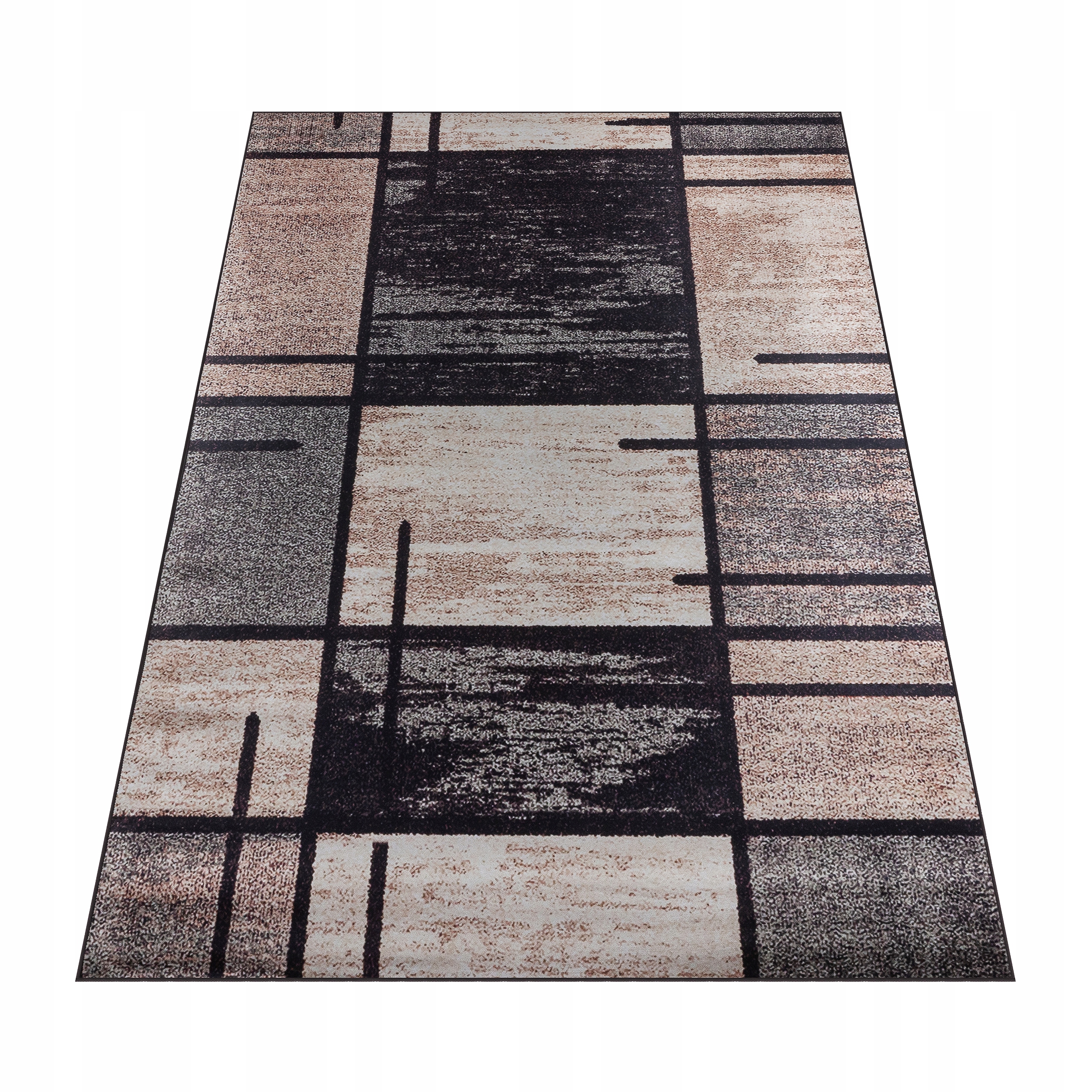 Koberec Hnědo-černý 160X220 CM Moderní Geometrický Protiskluzový Bcf