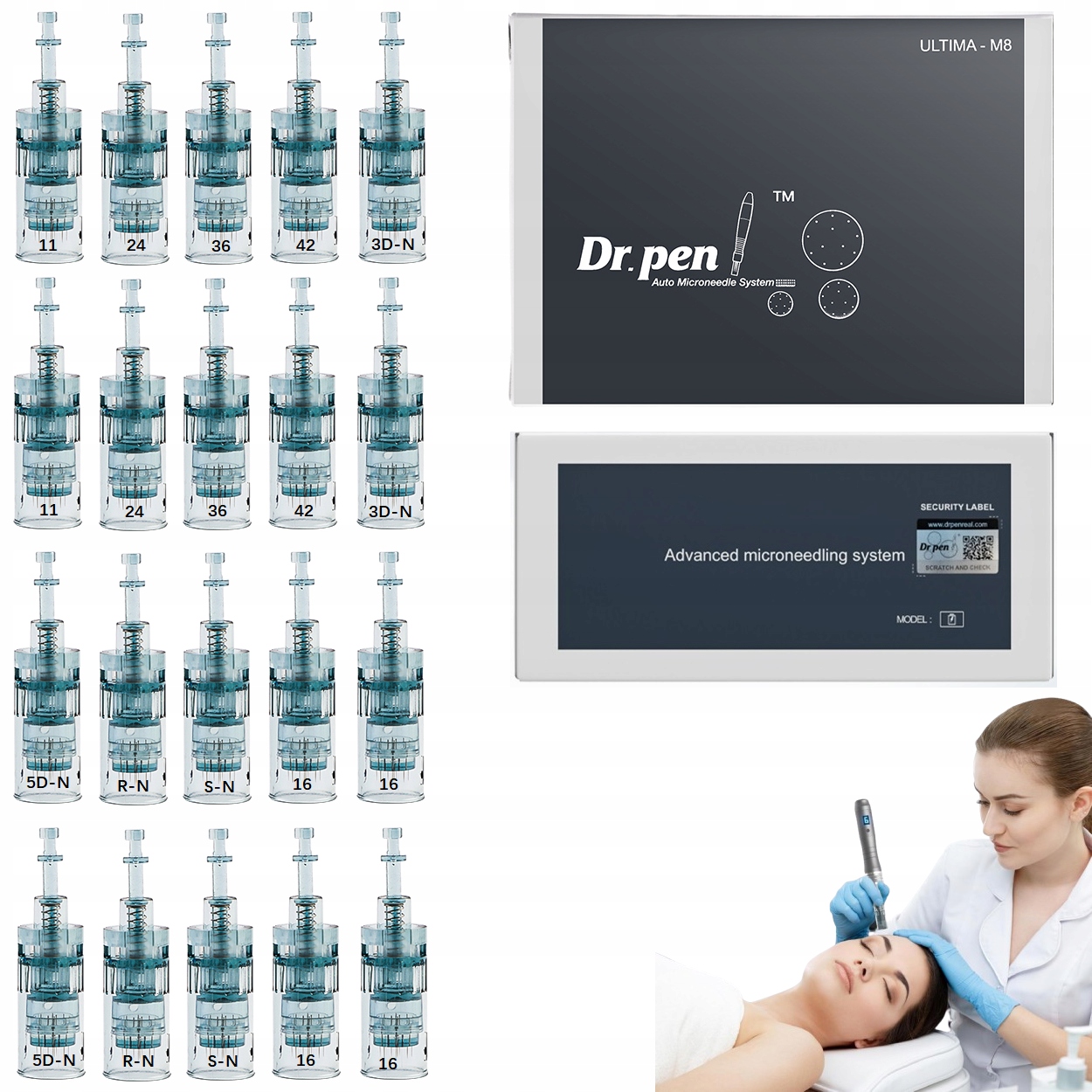 Dr. Pen ULTIMA-M8 Profesjonalne Urządzenie do Mezoterapii Mikroigłowej z 20 Kartridżami
