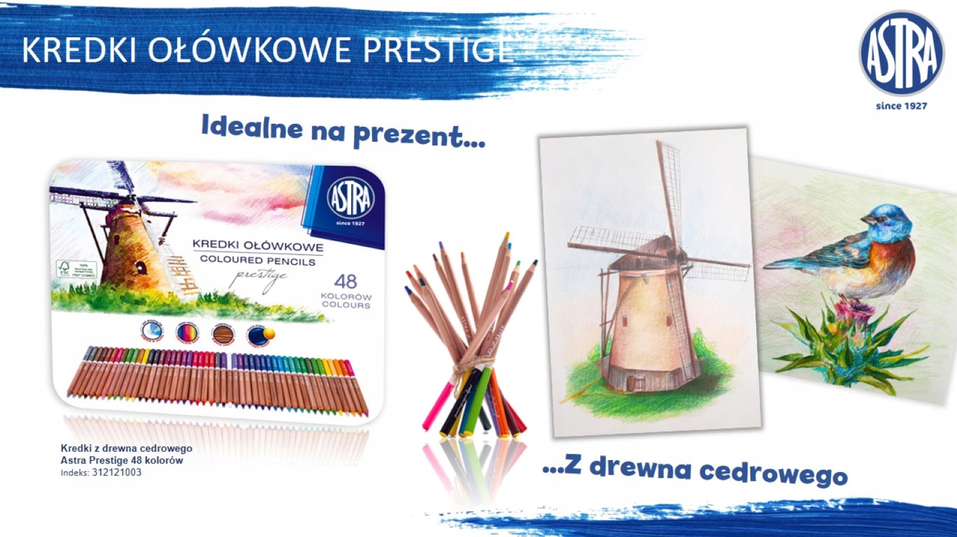 KREDKI OŁÓWKOWE drewno cedrowe Astra Prestige 48 Kod producenta 323121003