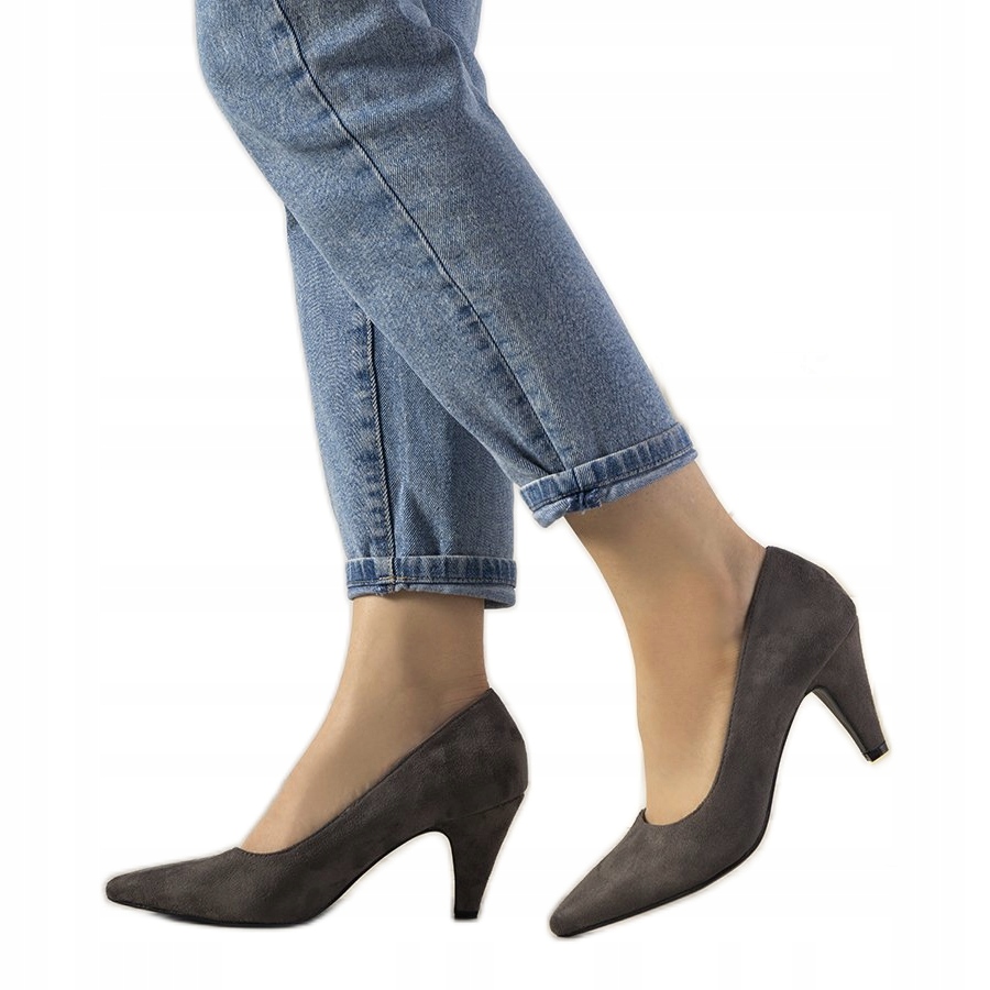 

Szare Skóra ekologiczna Buty Czółenka r.38