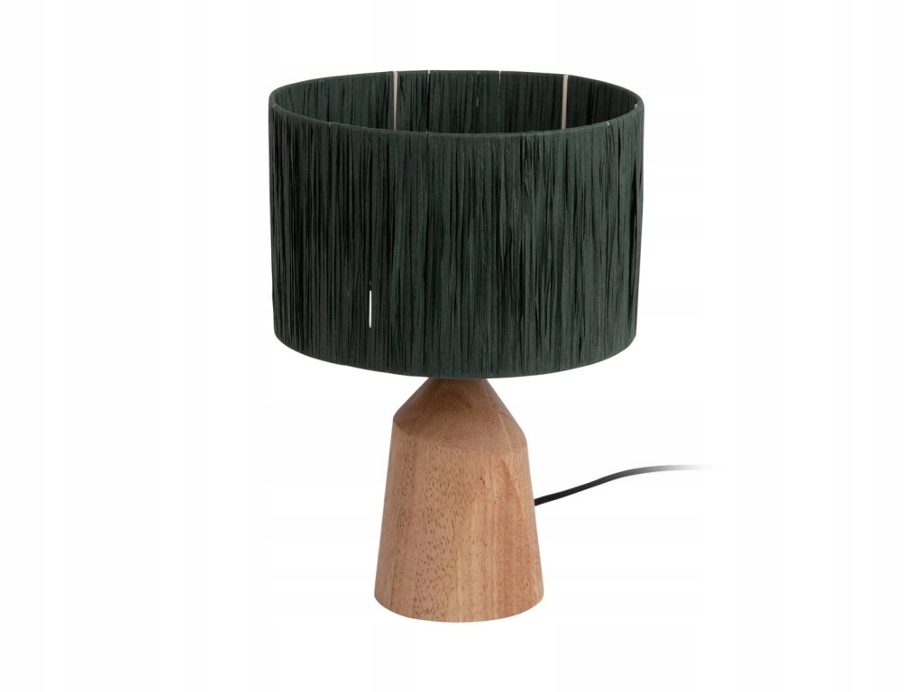 Stolová lampa Trapeze s drevenou konštrukciou, Ø 25 cm