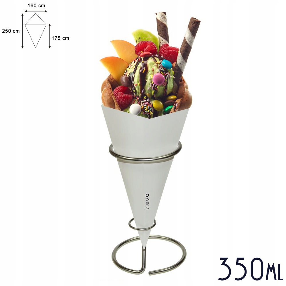 Rożki na Bubble Waffle 350 ml gofry bąbelkowe Rożek do gofrów BIAŁE 100 szt