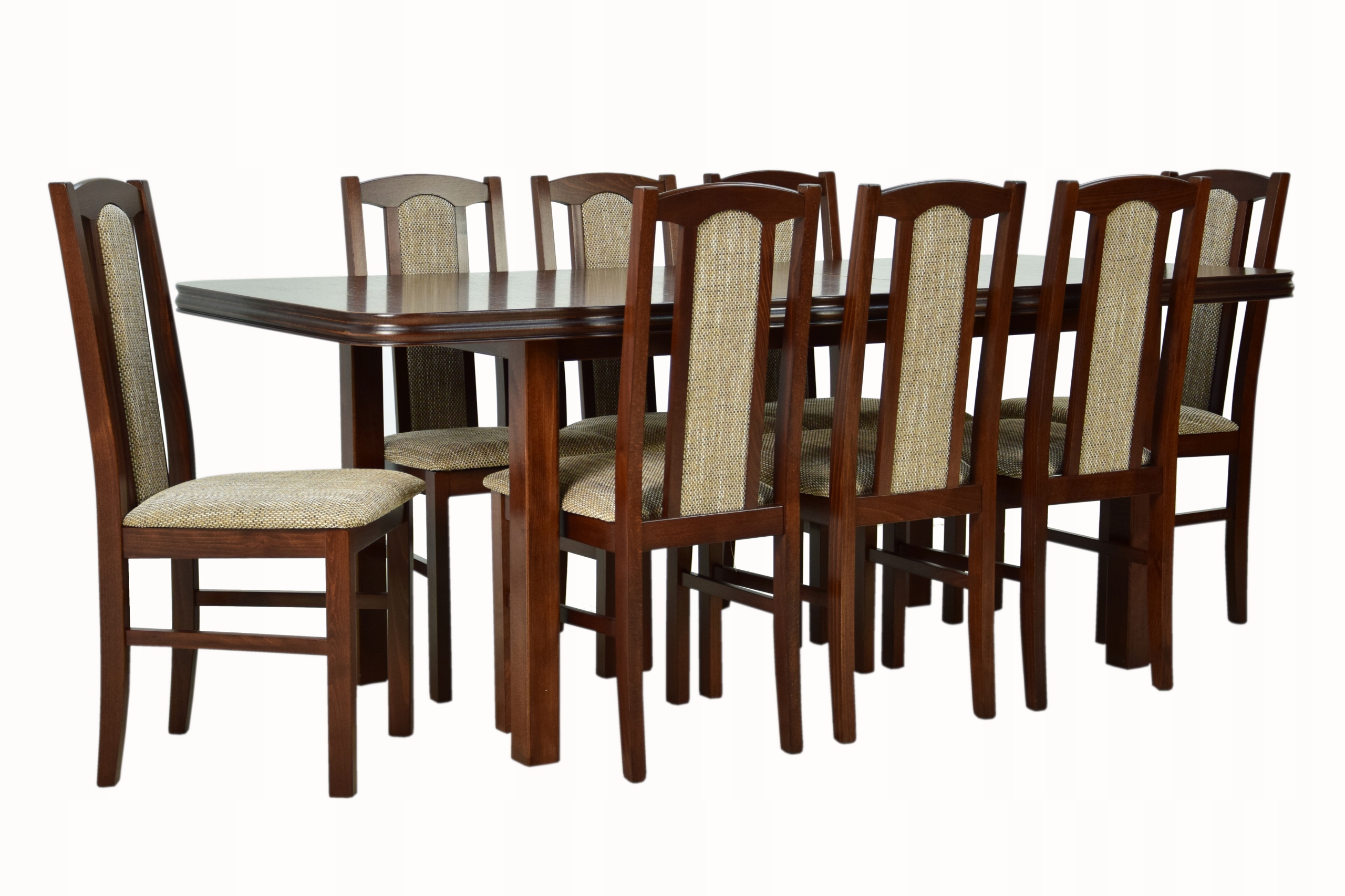 KLASYCZNY zestaw mebli 8 x drewniane krzesła i DUŻY stół 160/200 do salonu