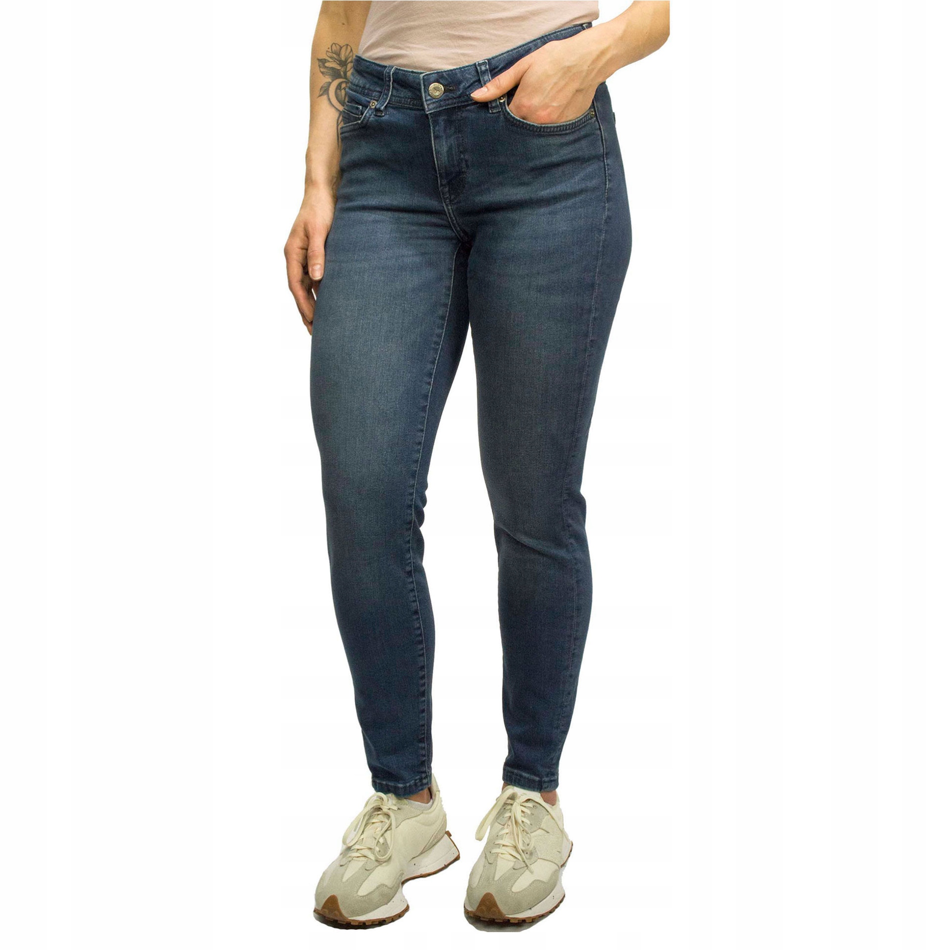 Mustang Dámské Džíny Úzké Nohavice S Oděrkami, Tmavě Modré, Bavlněné, 32/32 6FA