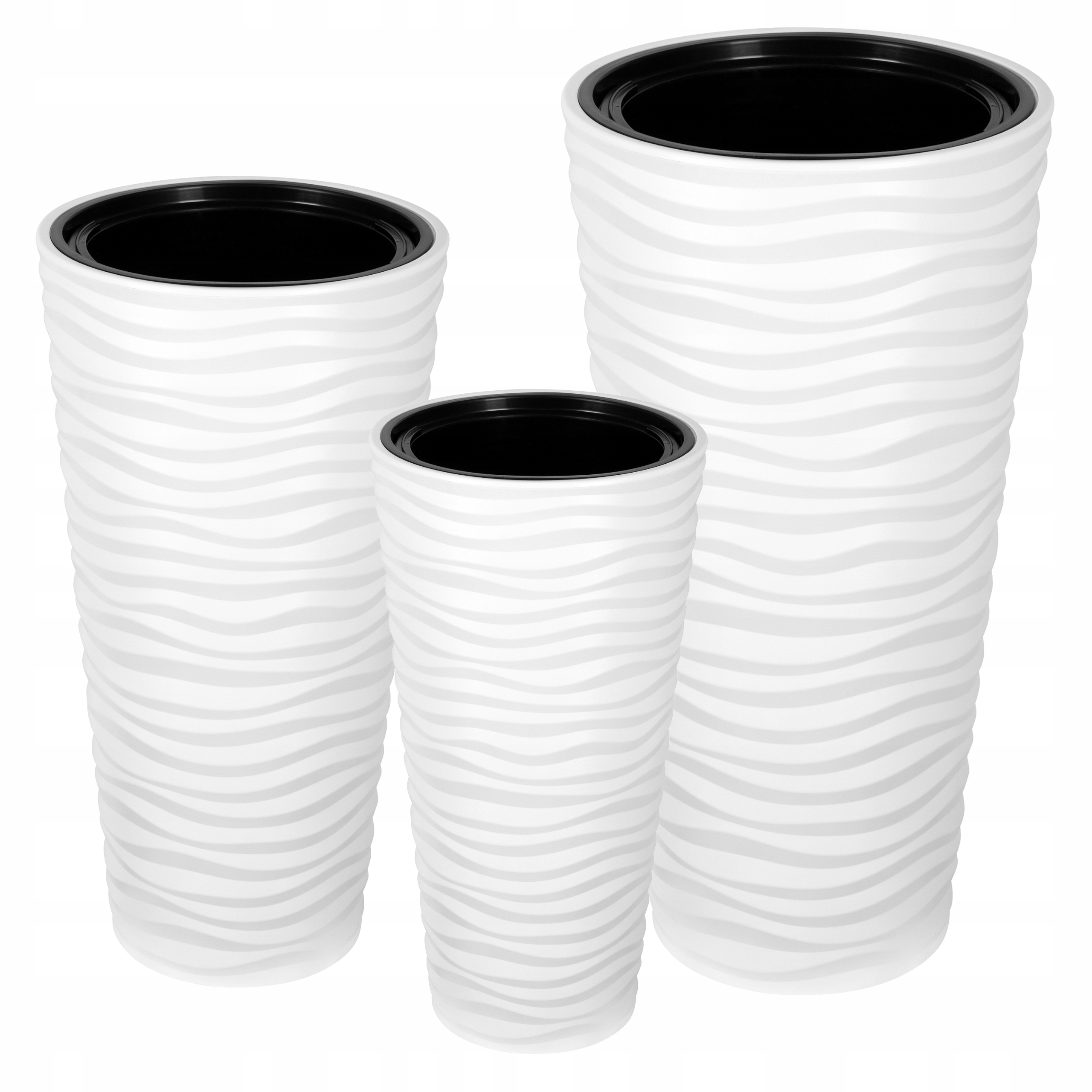 

Zestaw 3 Donice Sahara Slim Biała H=79CM 69CM 56CM