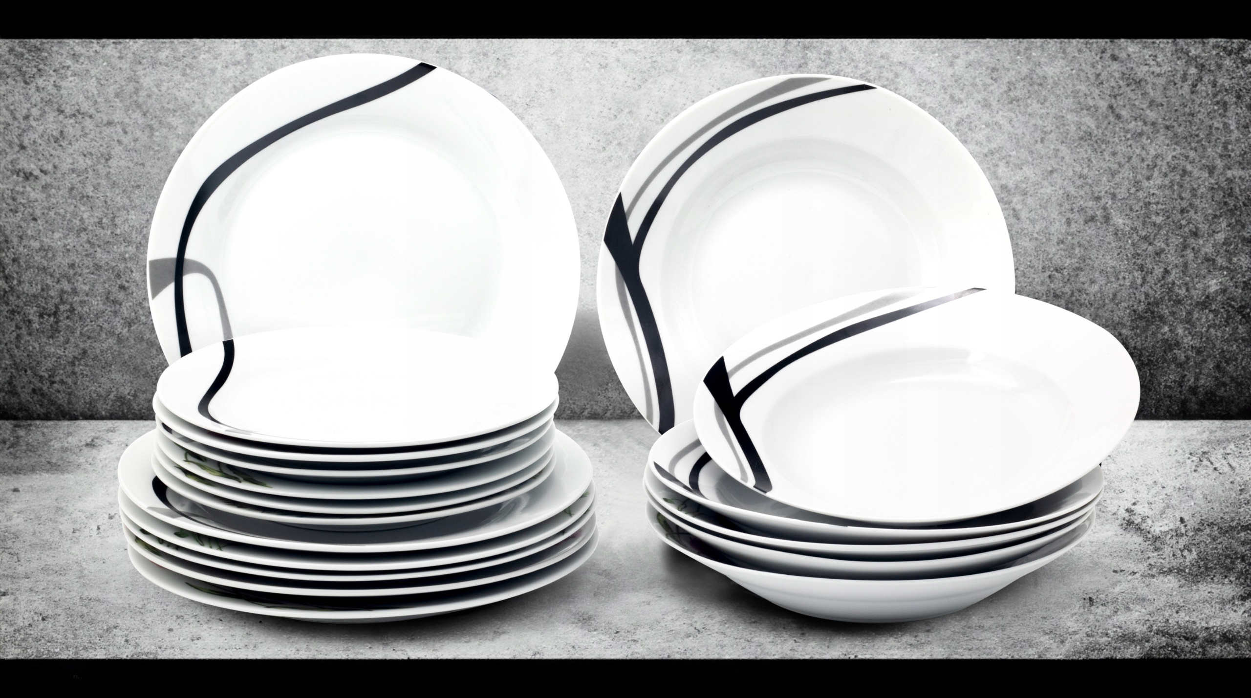 Serwis talerzy zestaw komplet OBIADOWY 18 el 6 osób zdobiony ze wzorem Rodzaj serwisu obiadowy