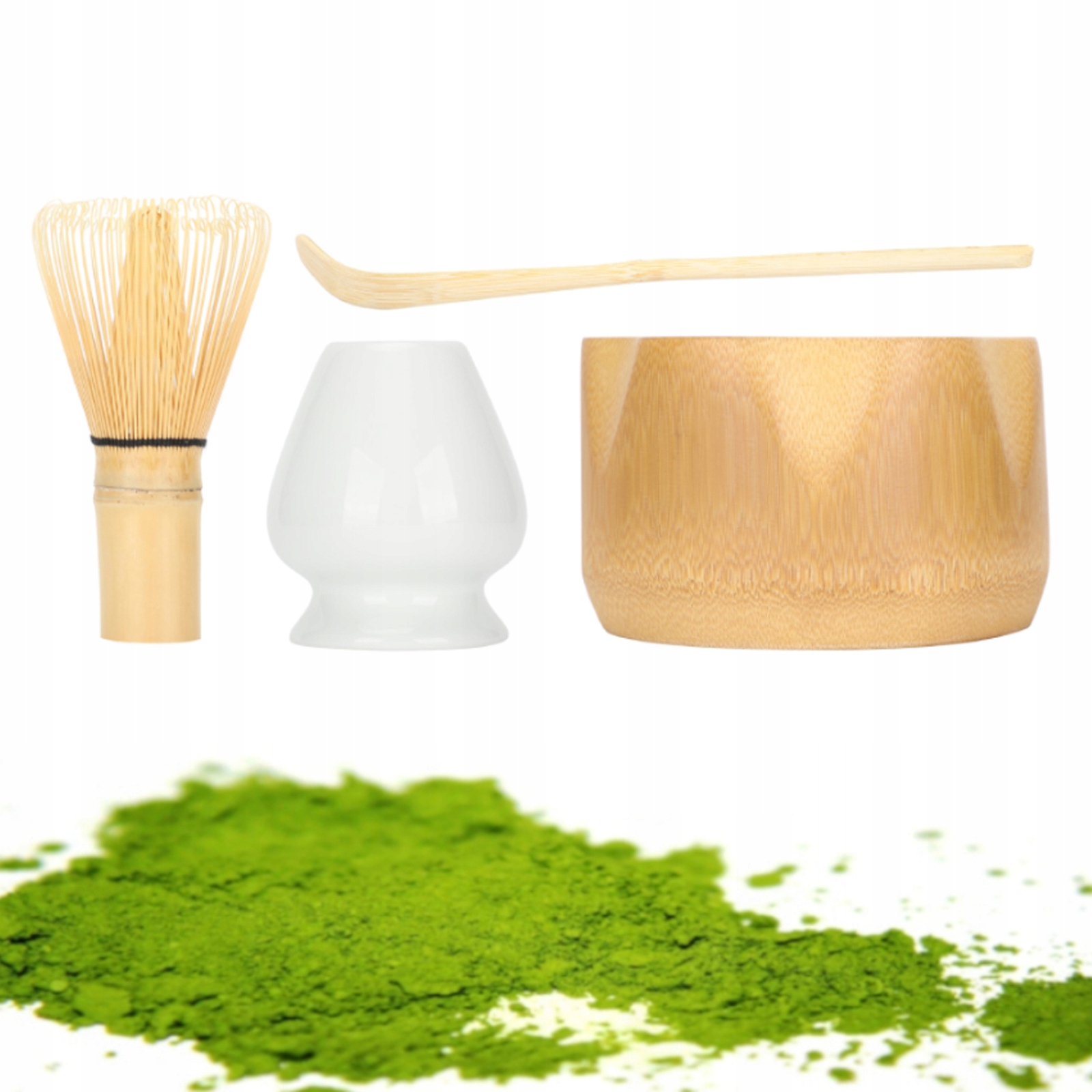 Bambusová Metla Na Matchu Set Chasen Šálek Chashaku Stojan