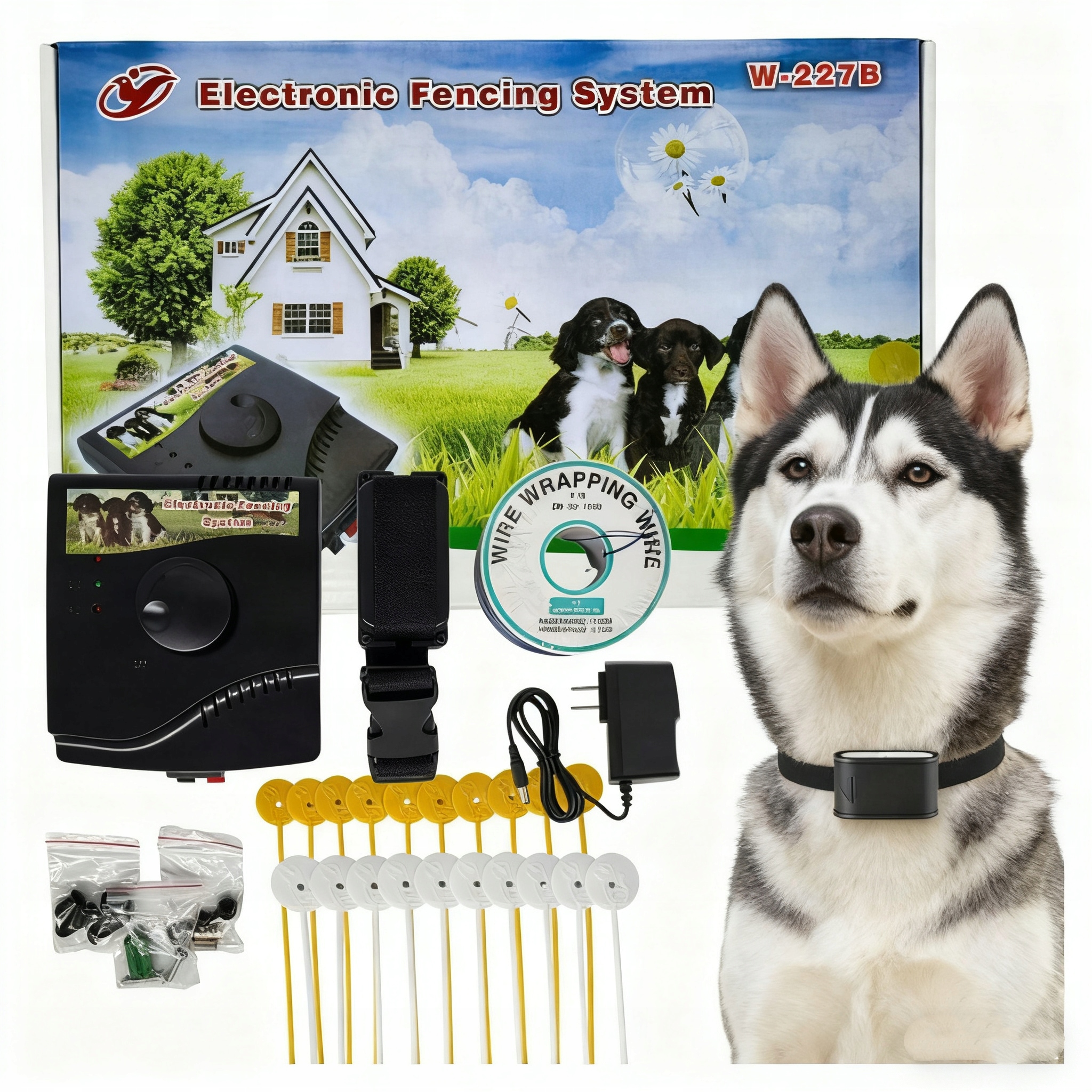 Elektrický Plotový Pastuch Pro Psa Set 300 m Tréninkový Obojek 227B