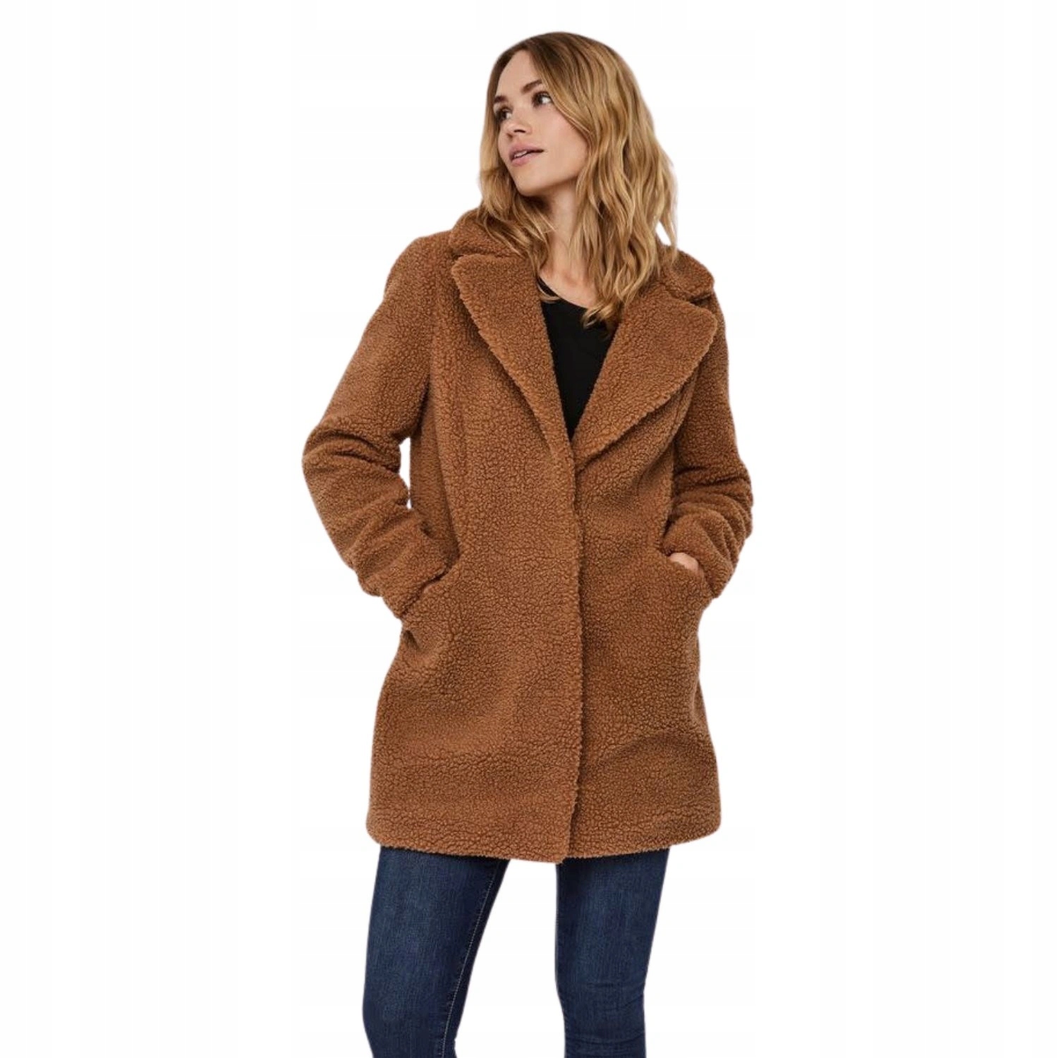 Dámský teplý kabát Vero Moda Teddy plyšový hnědý vel. Xs