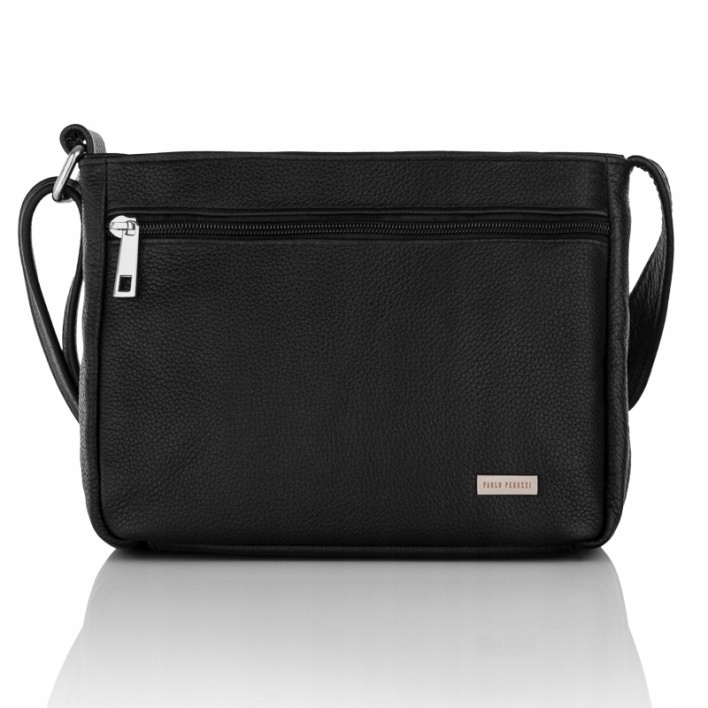 Dámská kabelka přes rameno černá městská kožená kabelka přes rameno Paolo Peruzzi