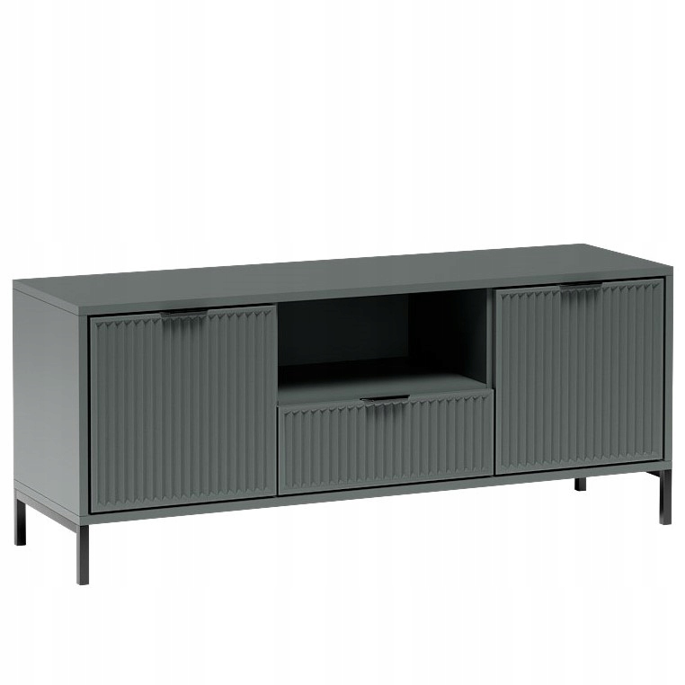 STOLIK SZAFKA LS-3 RTV-135 ryflowane fronty STONE GREEN + CZARNE NOGI