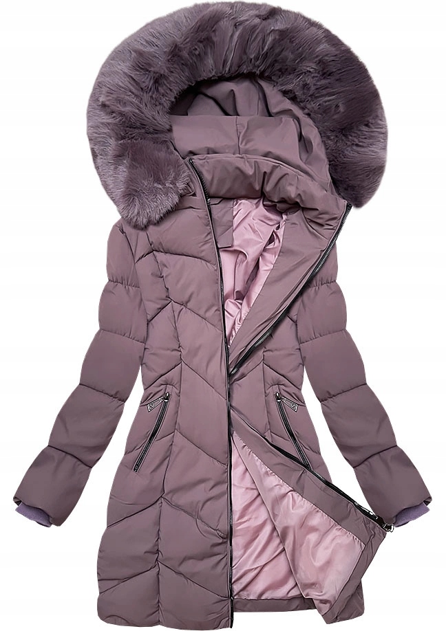 Zimní Bunda Kapuce B8306 Fialová 46