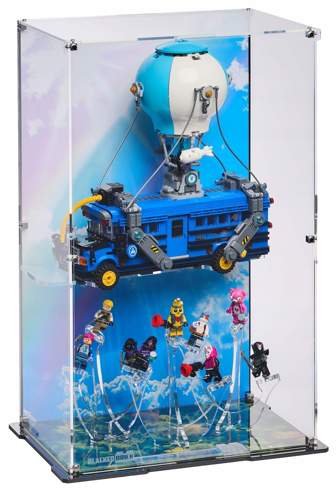 Vitrína s pozadím Blacked Brick pre Lego Fortnite 77073 Bojový autobus
