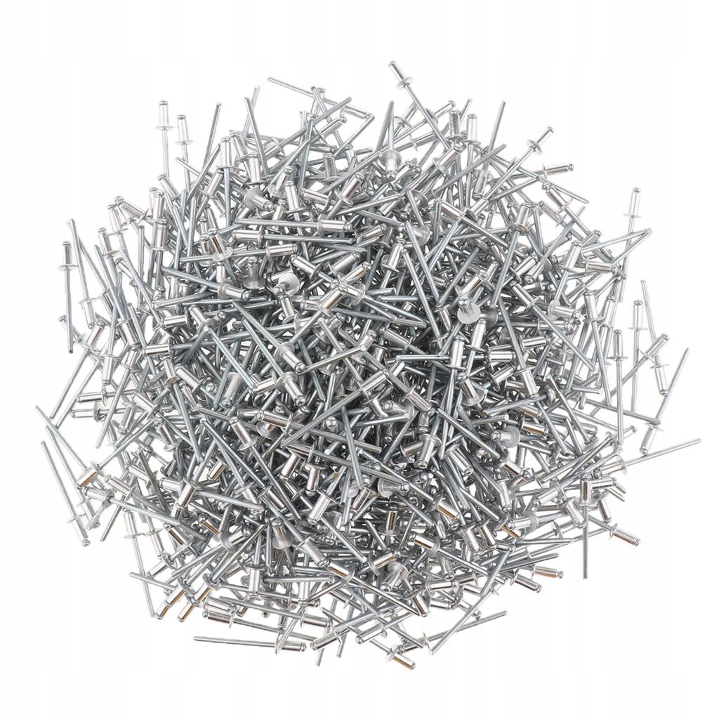 1000 NITÓW Z ŁBEM KOPUŁKOWYM OTWARTE Aluminium 4mm 4,0x10mm Długość 15 mm