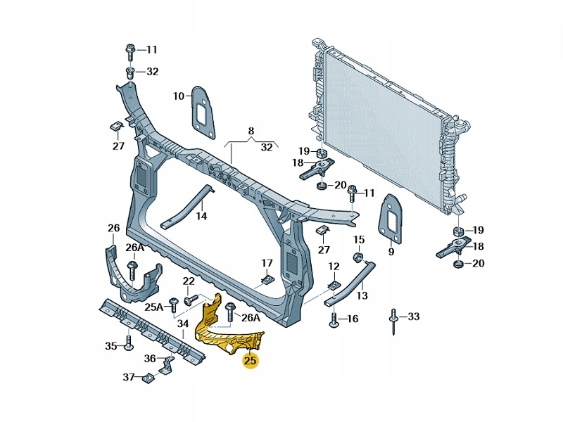 Prowadnica Ślizg Zderzaka Przód Lewy Audi A4 OE Wersja Europejska
