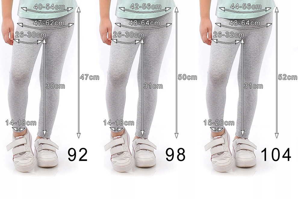 Legginsy Dziecięce Bawełniane PL Getry SZARE 152 Rozmiar (new) 152 (147 - 152 cm)