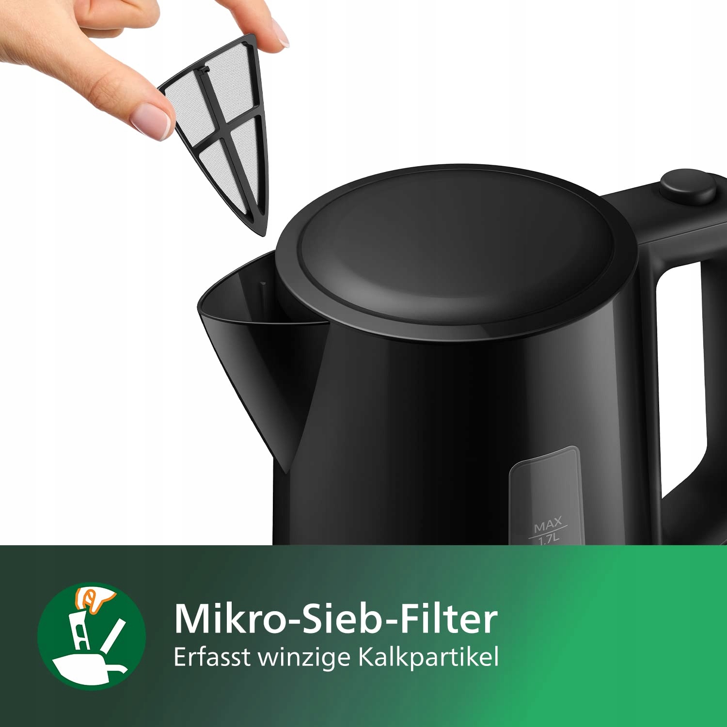 PHILIPS Czajnik Elektryczny 1.7L Obrotowa Podstawa Wskaźnik Kontroli Czarny — miniatura 4
