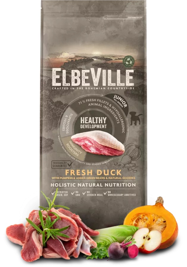 ElbeVille 11,4kg karma dla psa Junior kaczka