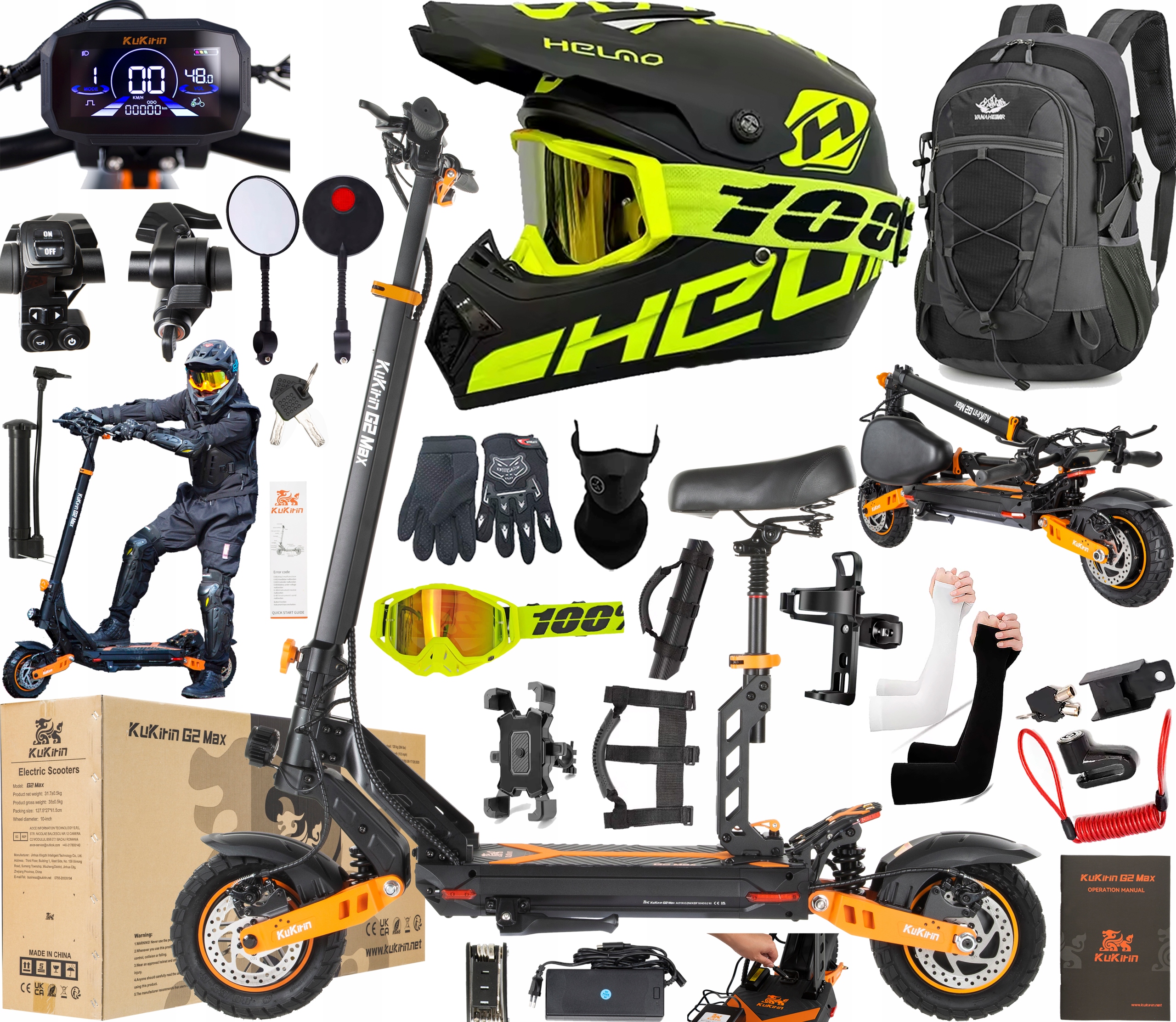 KuKirin G2 Max Elektrické vozidlo 1000W 48V 20.8AH 55KM/H 70KM +11 Dárek