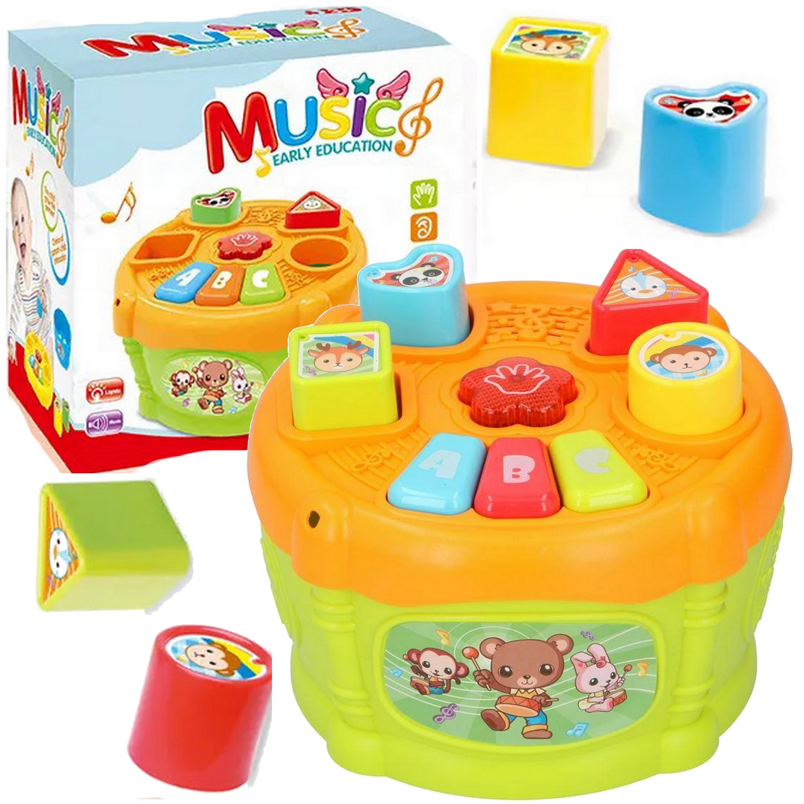 

Muzyczny garnuszek na klocuszek sorter bębenek k