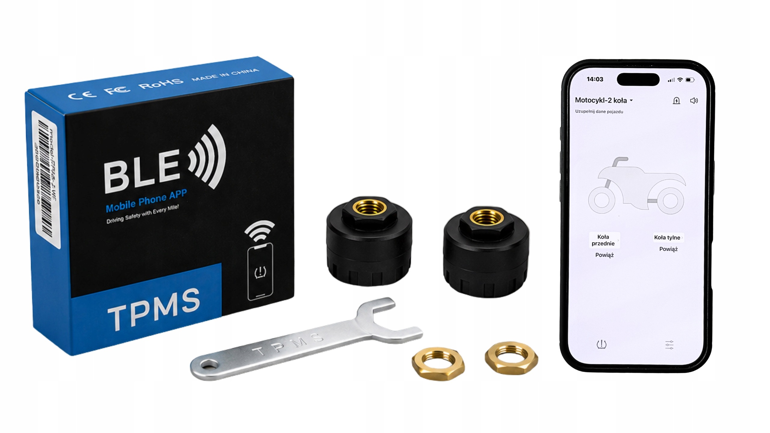 Sada 2 senzorů měření tlaku a teploty Tpms v pneumatikách kol