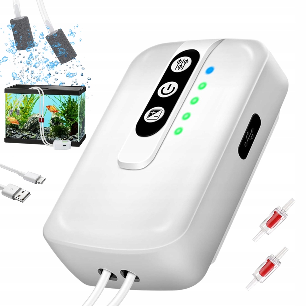 Levně Mini Kyslíková Pumpa Do Akvária Výkonný Provzdušňovač Akumulátor 2 Režimy Provozu