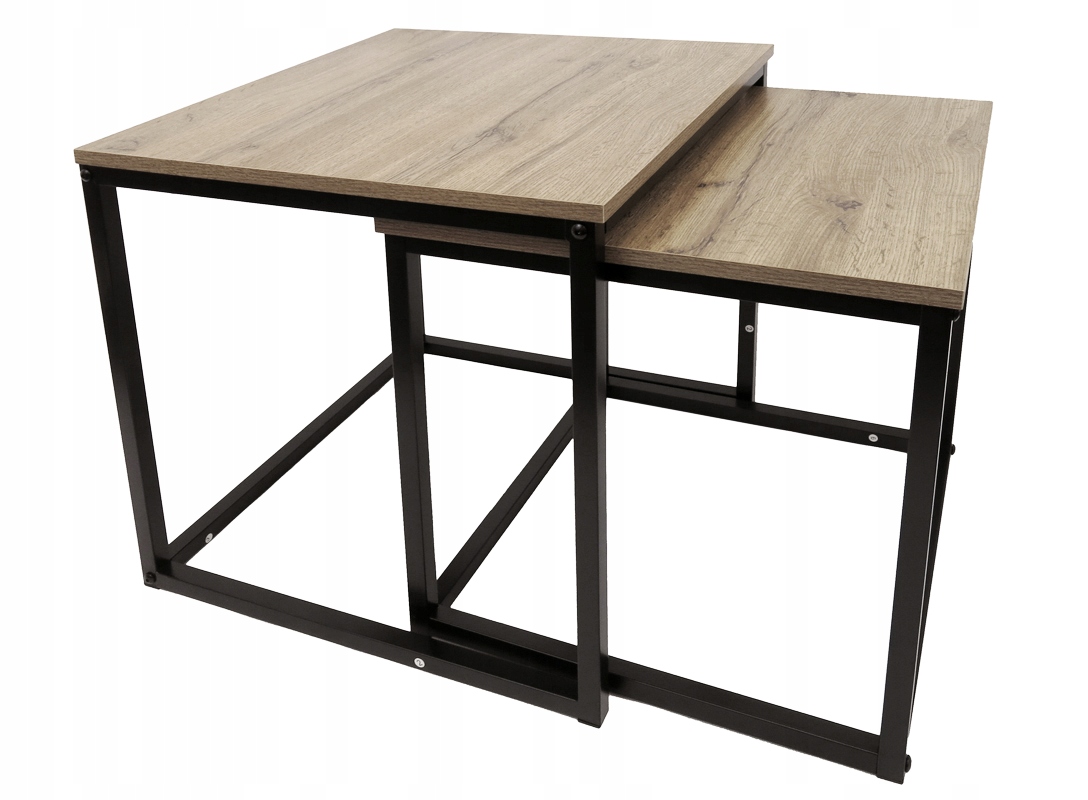 Malý konferenční stolek 2v1 čtvercový set stolků loft industriální kov