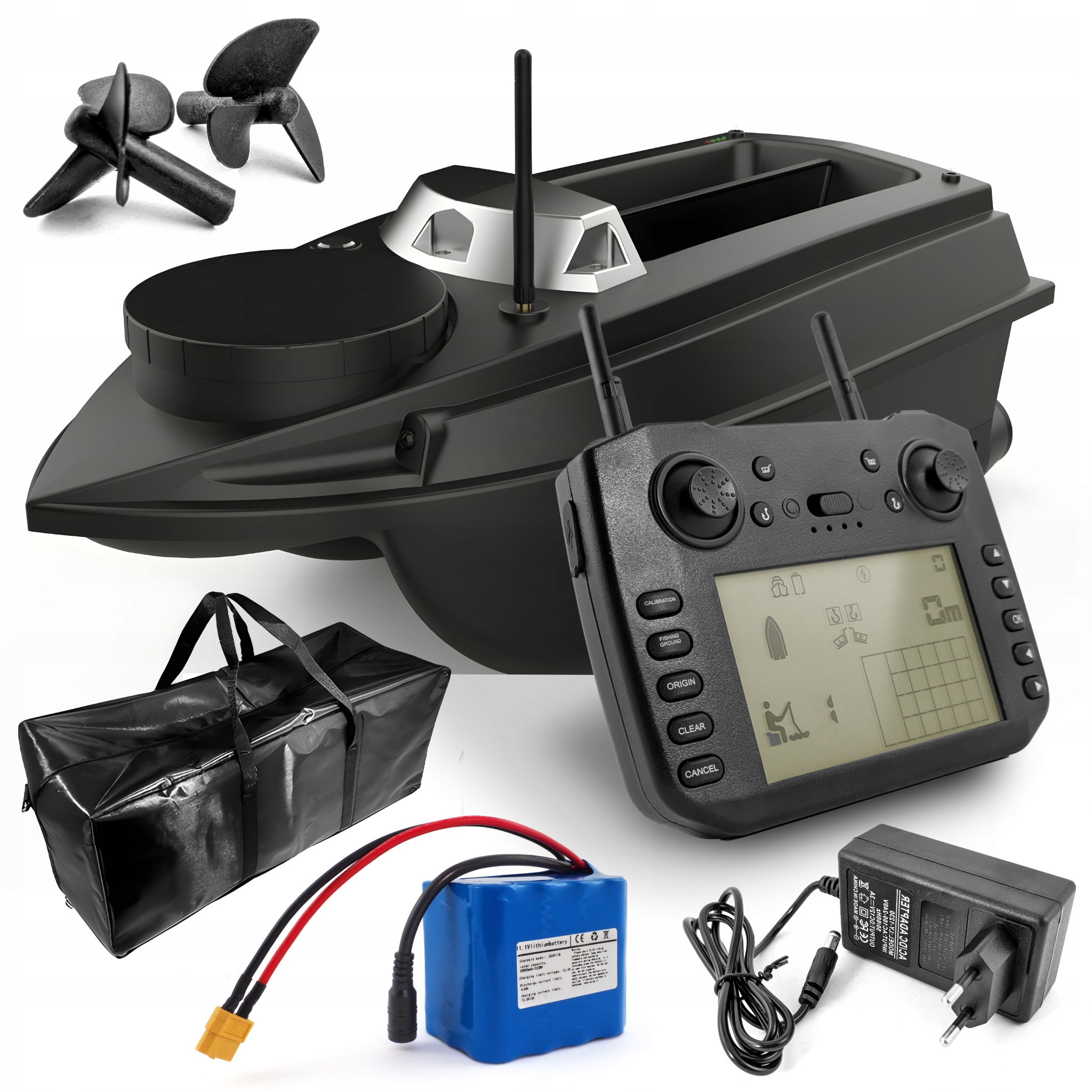 Návnadová loď Flytec V030 Gps Podavač 3 kg Baterie 20 Ah 800 m 15 km/h Rychlá