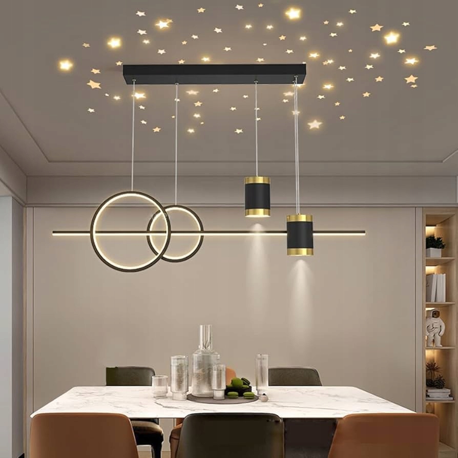 Moderní stropní Led závěsná lampa černo-zlatá