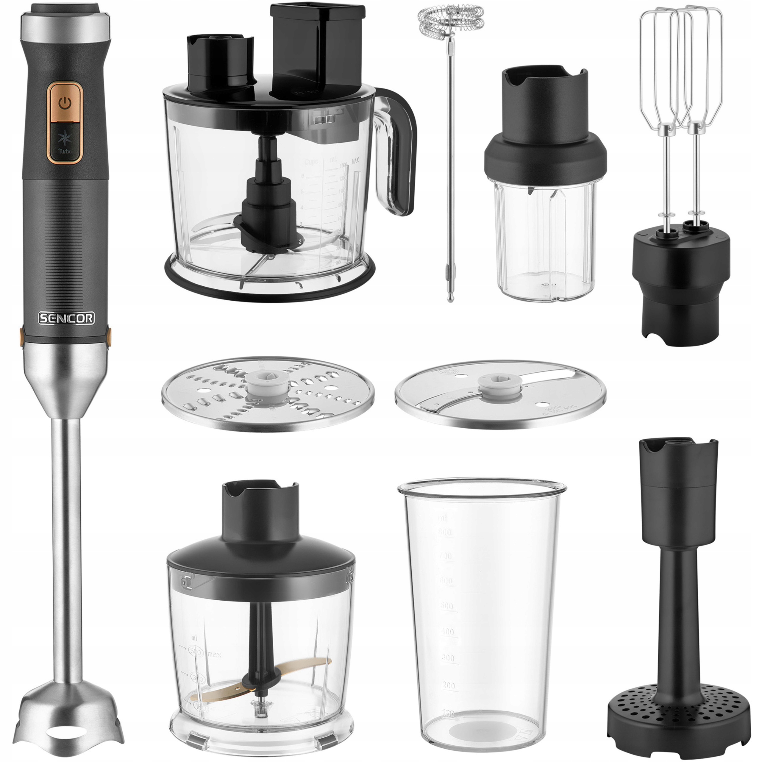 Blender Ręczny Pionowy Sencor Shb 6552BK 10w1 1500W Mocny Wytrzymały Silnik