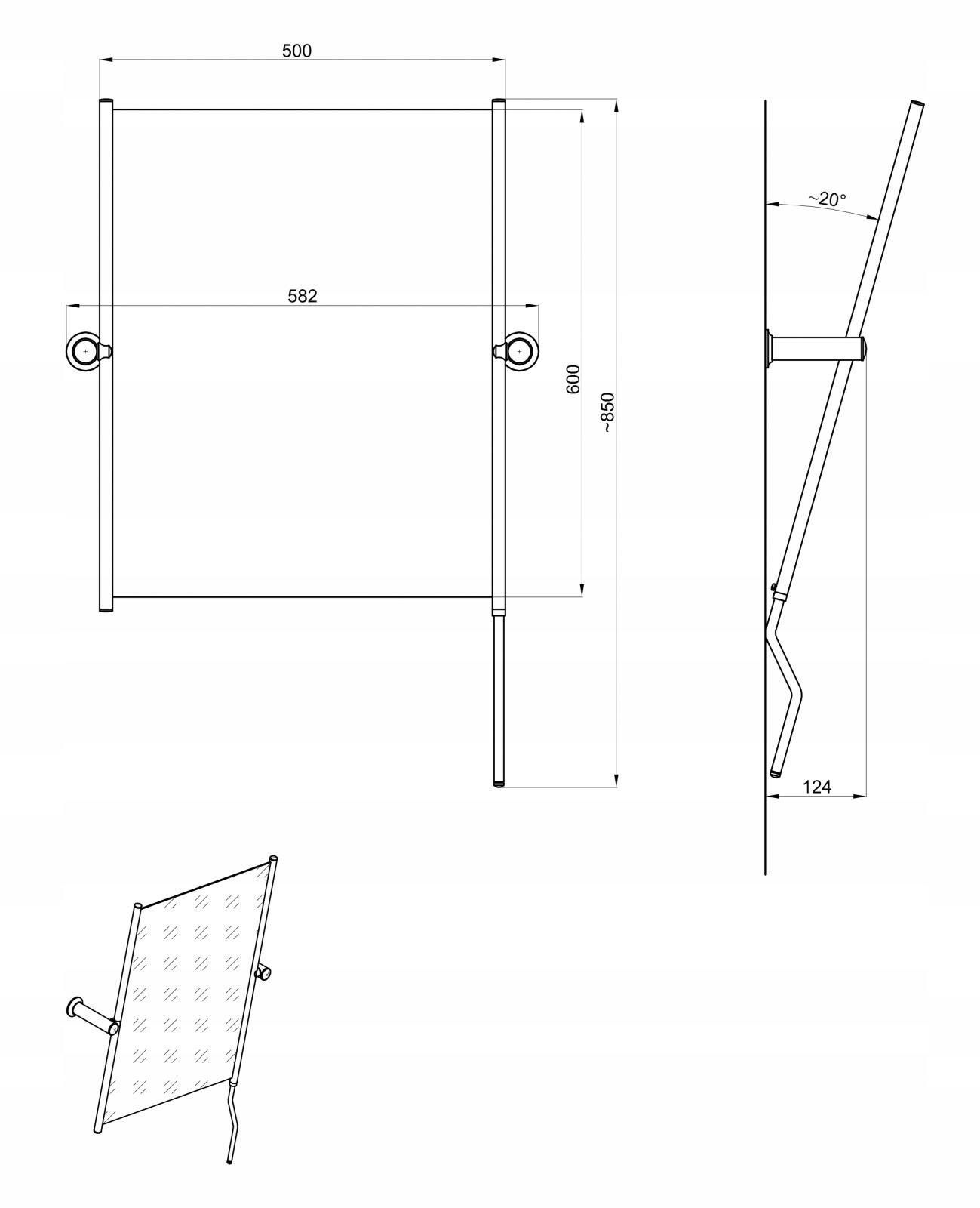 Lustro uchylne Andex prostokąt 582 x 850 mm EAN (GTIN) 5908257680158