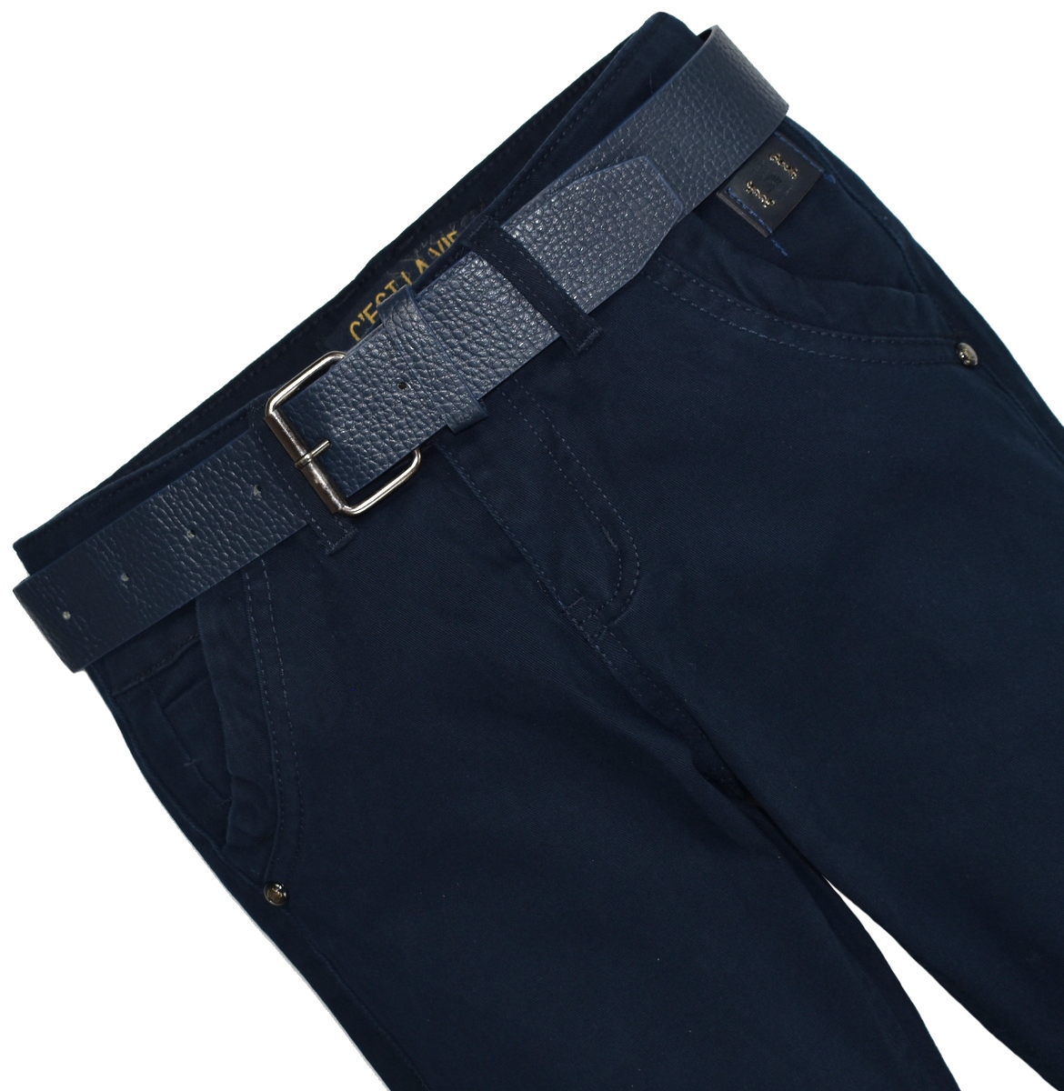 CEST Granatowe SPODNIE Wizytowe Elastyczne Chinosy z paskiem - 152/158 Marka Inna marka