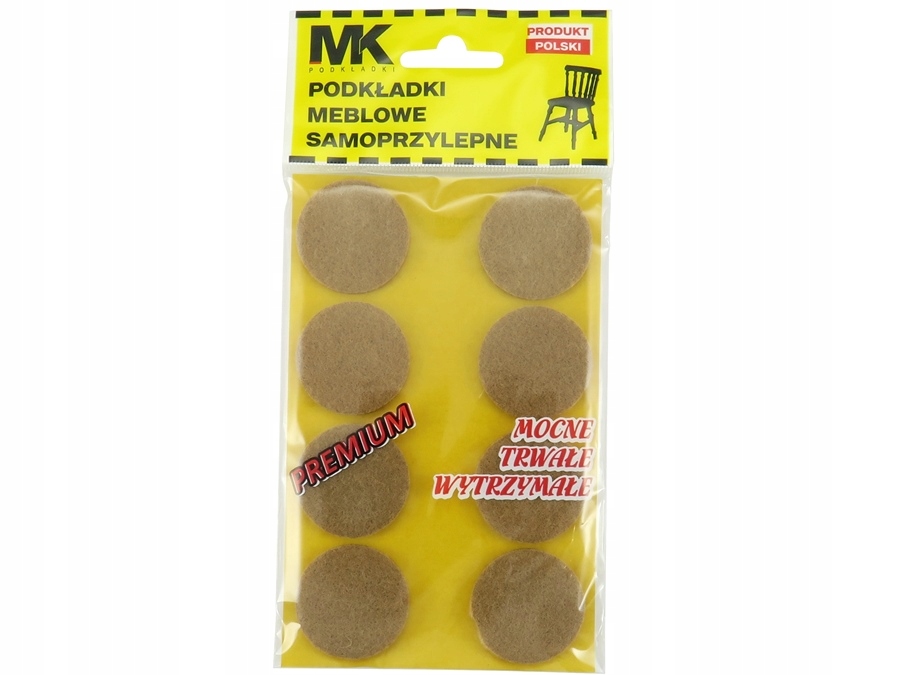 OKRĄGŁE SAMOPRZYLEPNE PODKŁADKI FILC POD KRZESŁO MEBLE STÓŁ ŚR. 34 MM 8X