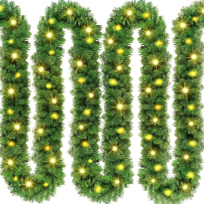 Vánoční girlanda 5,4 m 70 Led Zelená na baterie Schody Dveře 540 cm