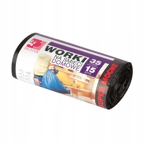 

Worki na śmieci domowe 35L, 15 szt., mocne, Bratek
