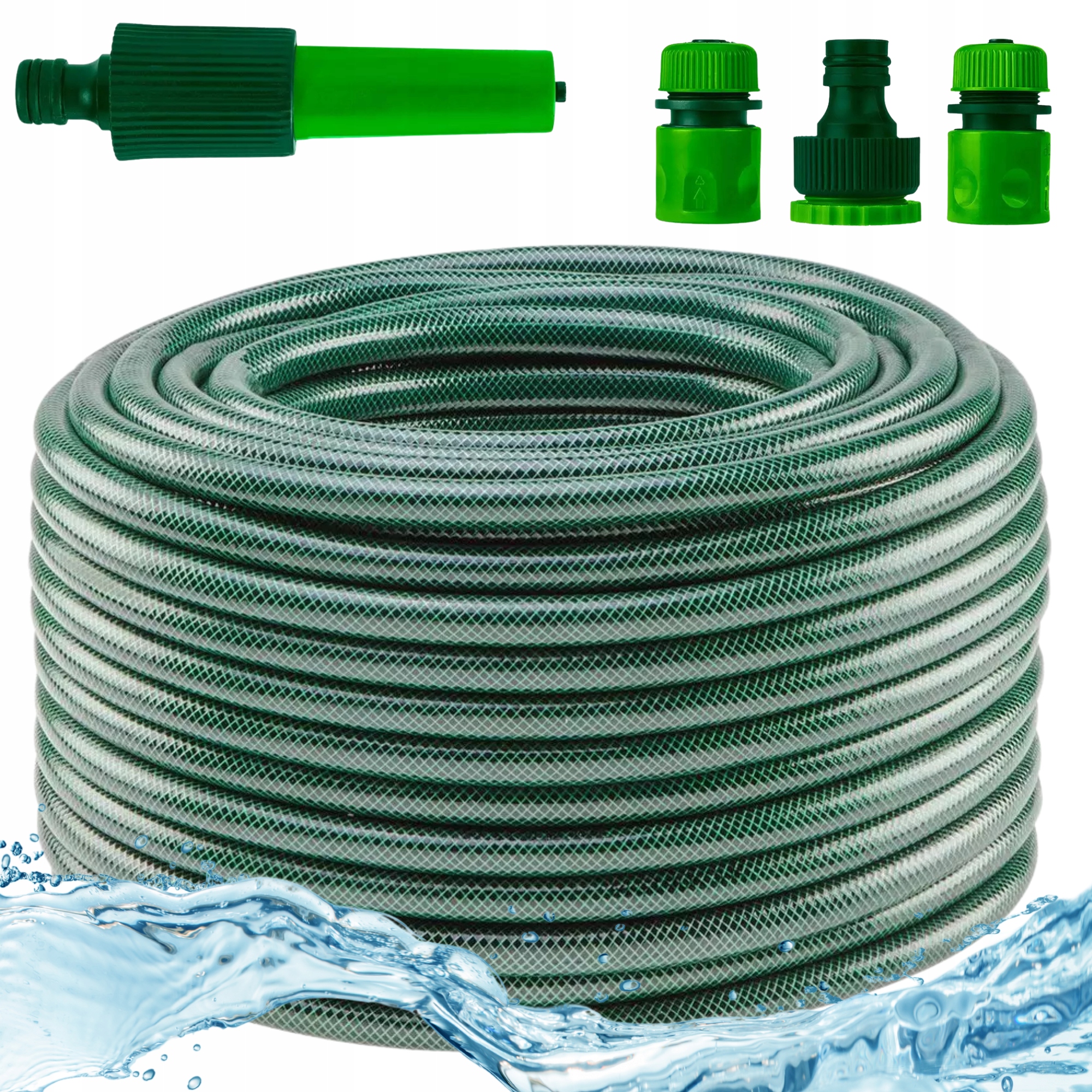 Verto Wąż Ogrodowy 50m 1/2" Uv Zraszacz Złączki, Zestaw do Nawadniania