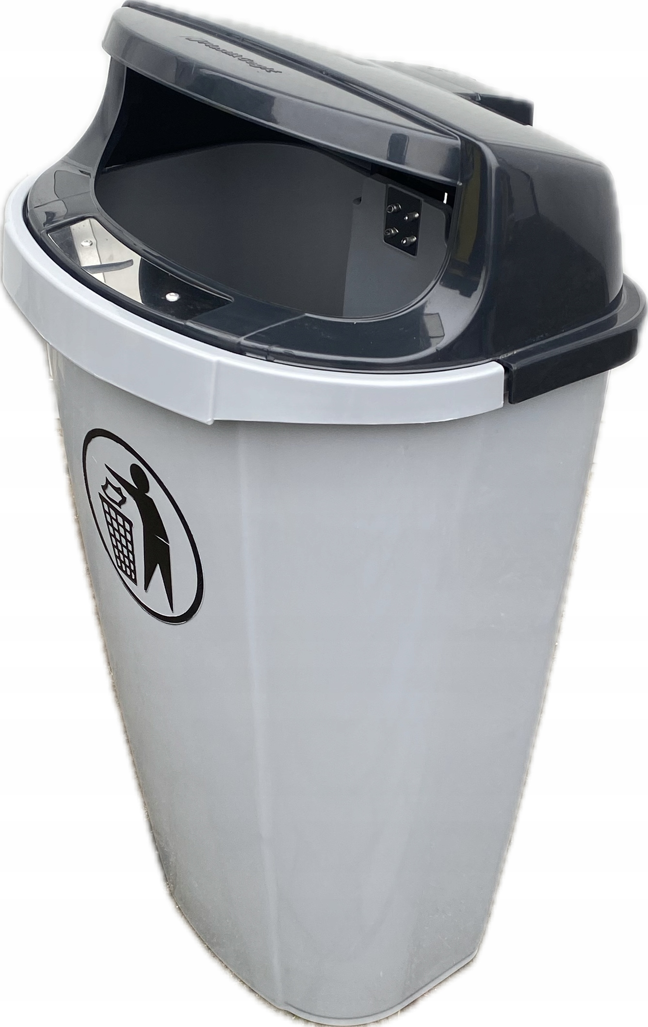 Kosz uliczny parkowy na śmieci Optima 50 l plastikowy szary bezdotykowy