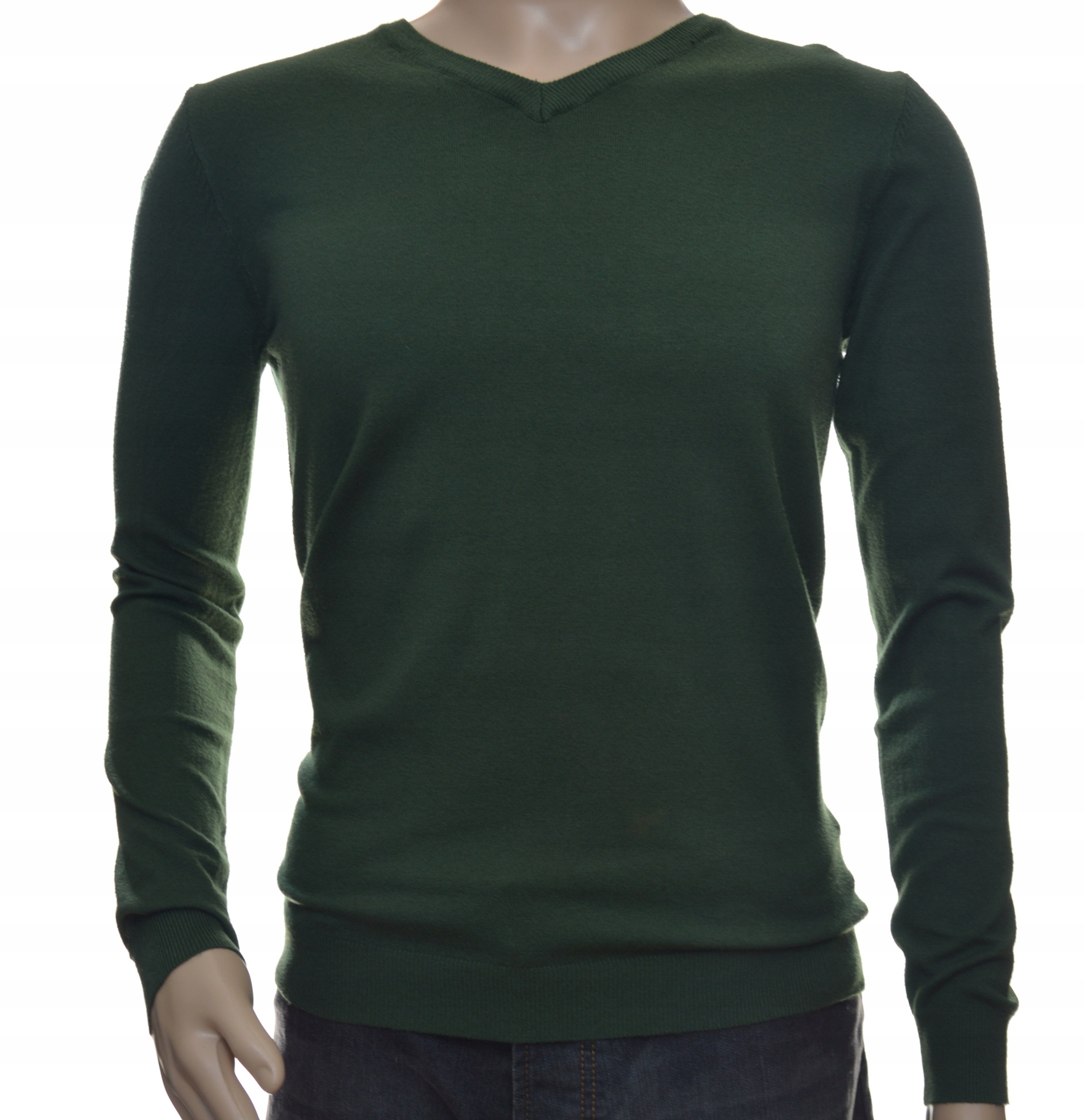 

Sweter męski w serek szpic gładki L zielony