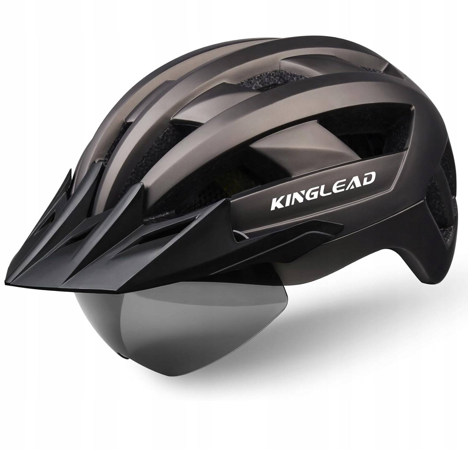 Regulowany Kask Rowerowy Z Magnetycznym Wizjerem Rozmiar L 57-61 CM Światło