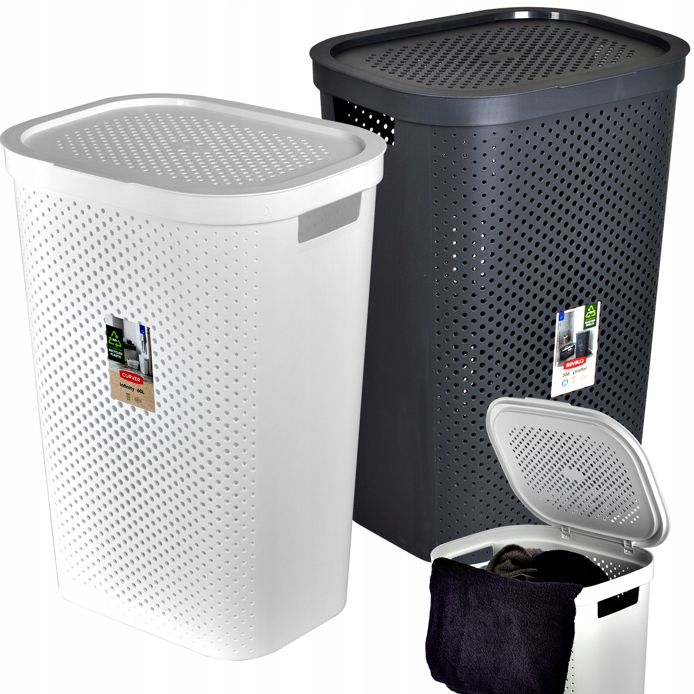 

Kosze Pojemniki Na Pranie Bieliznę Z Pokrywą 2x60L