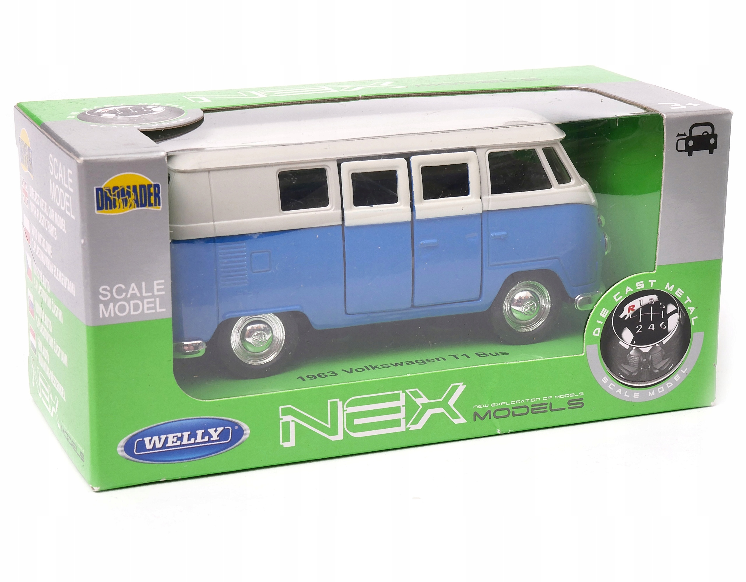Volkswagen 1962 Classical Bus T1 1:34 WELLY niebie Stan opakowania oryginalne